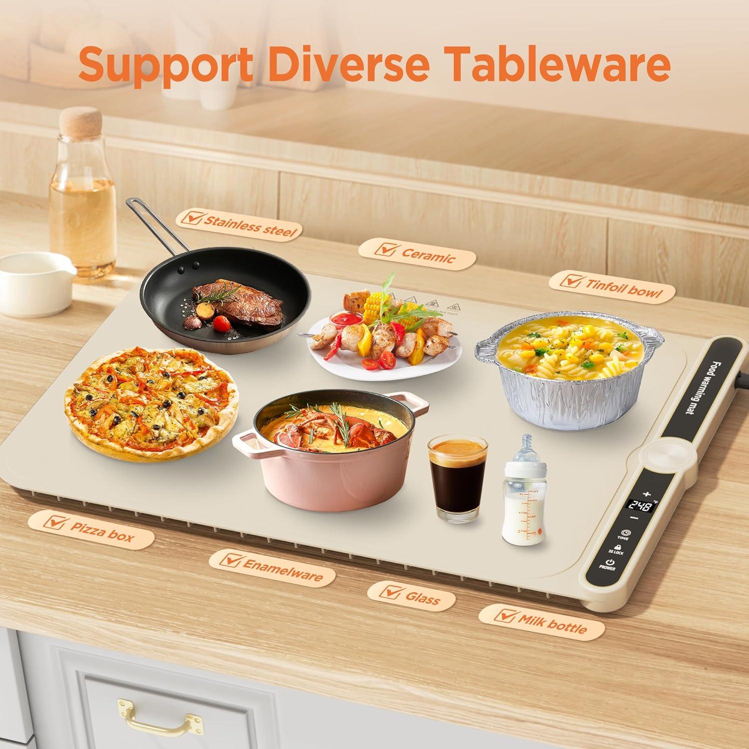 Alfombrilla Calentadora de Comida Lekente 330W Beige 9 Niveles