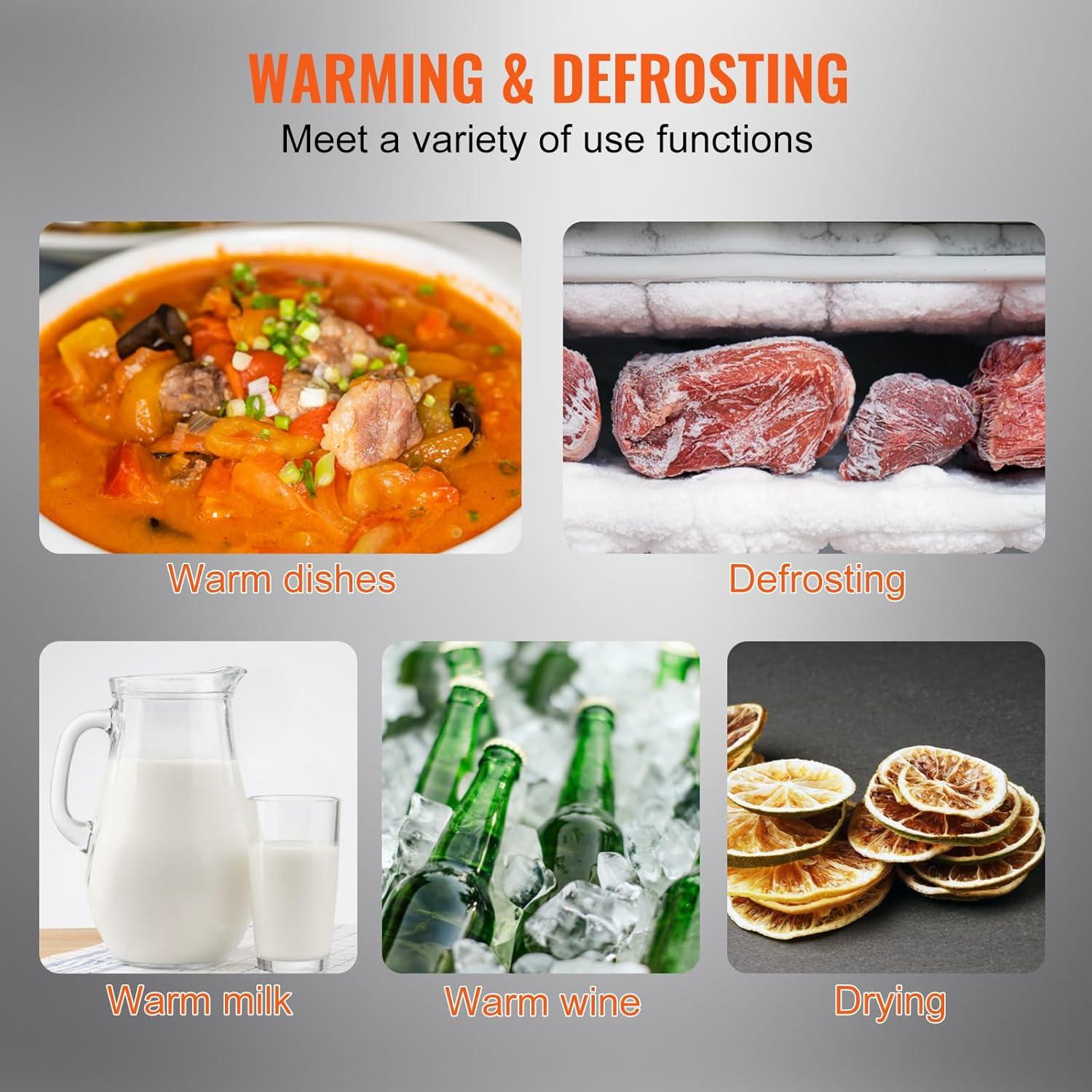 Bandeja Calentadora Eléctrica VEVOR 42x28cm Vidrio Templado