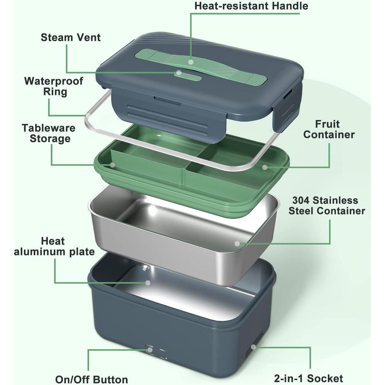 Caja de Almuerzo Eléctrica Monteka 1.8L 100W Gris
