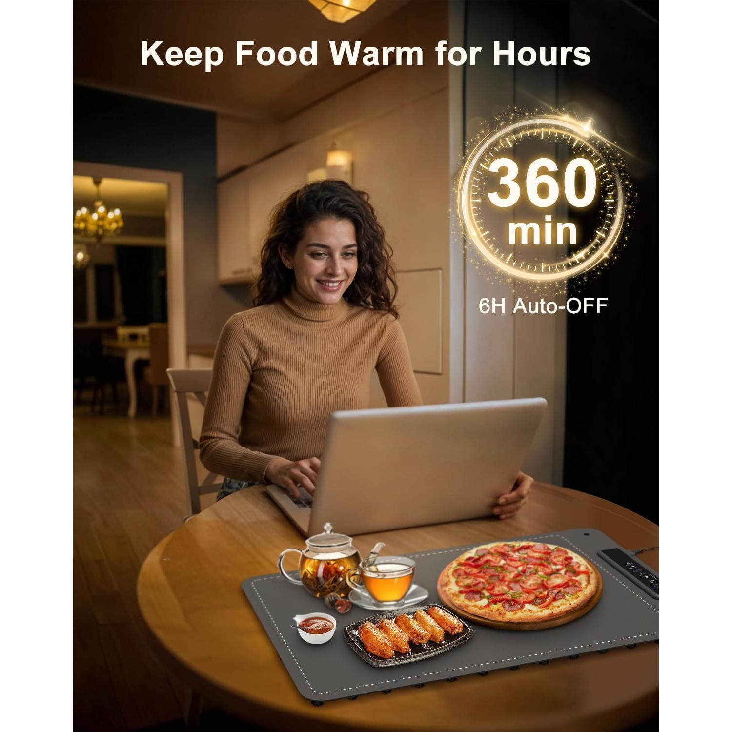 Bandeja Calentadora Eléctrica Mojimdo 250W Gris con Temporizador