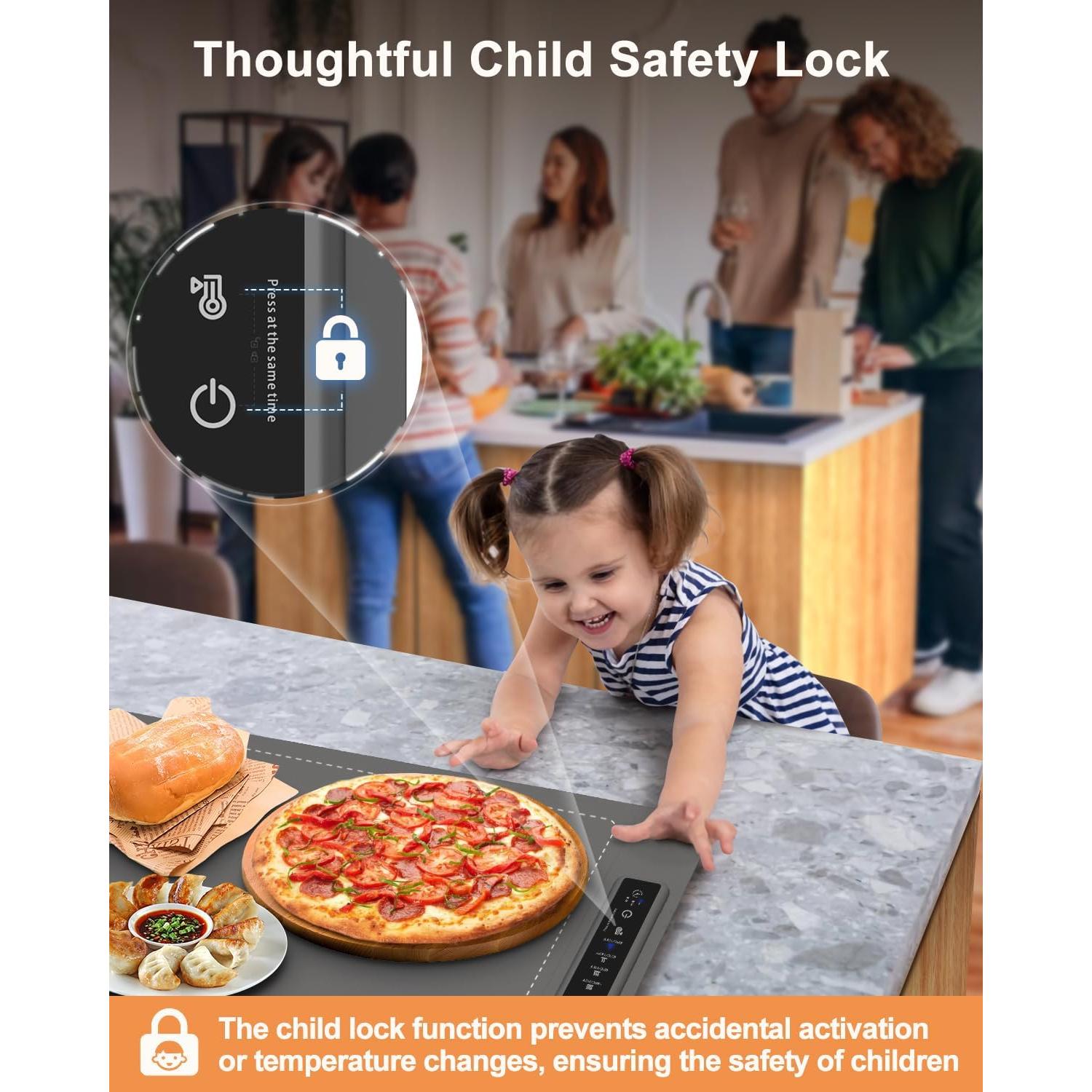 Bandeja Calentadora Eléctrica Mojimdo 250W Gris con Temporizador