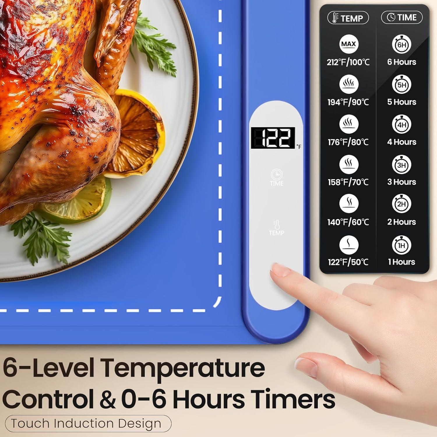 Bandeja Calentadora Eléctrica AKTEAM 6 Temperaturas 100°C