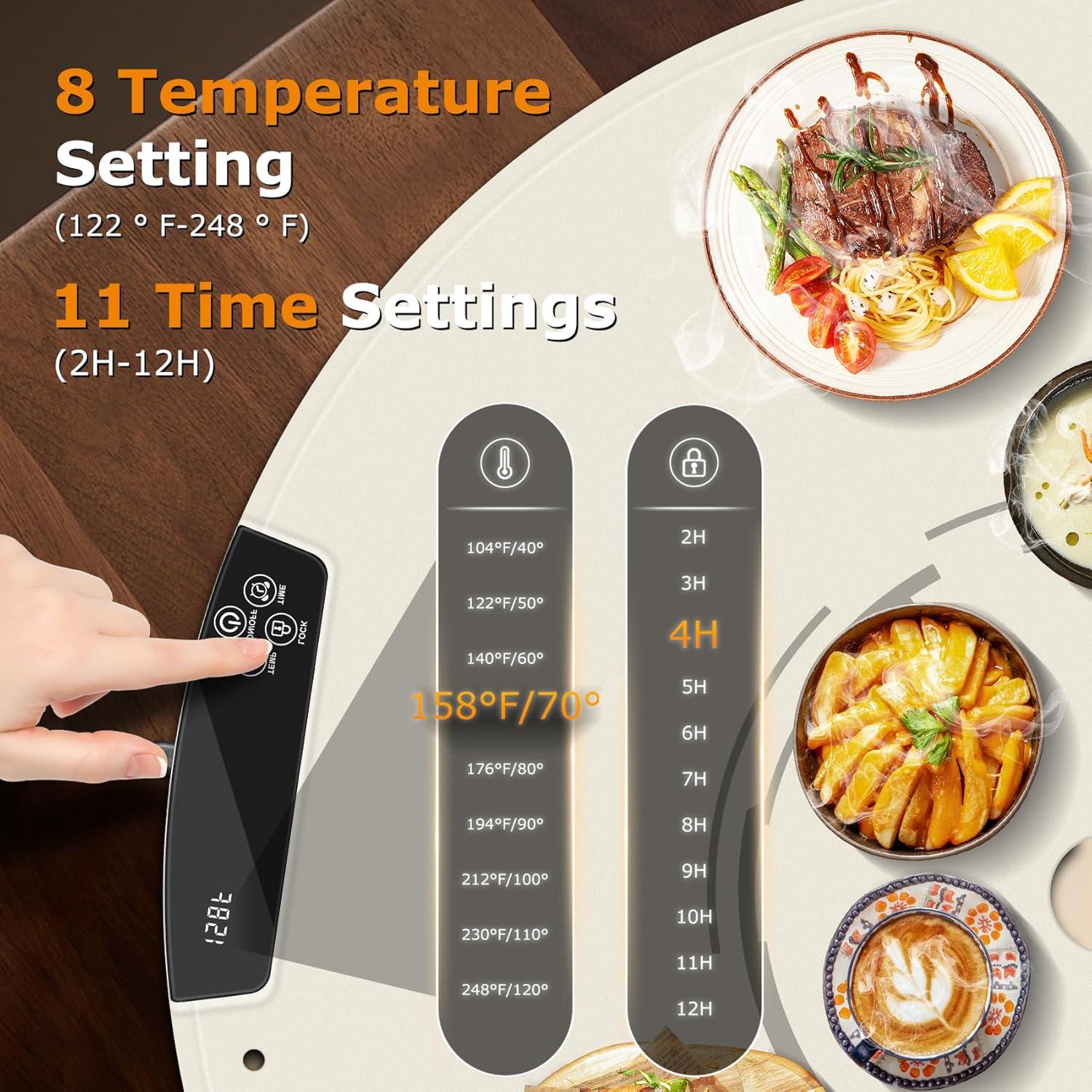 Bandeja Calentadora Eléctrica Wolfwo 65 cm Plegable 9 Niveles