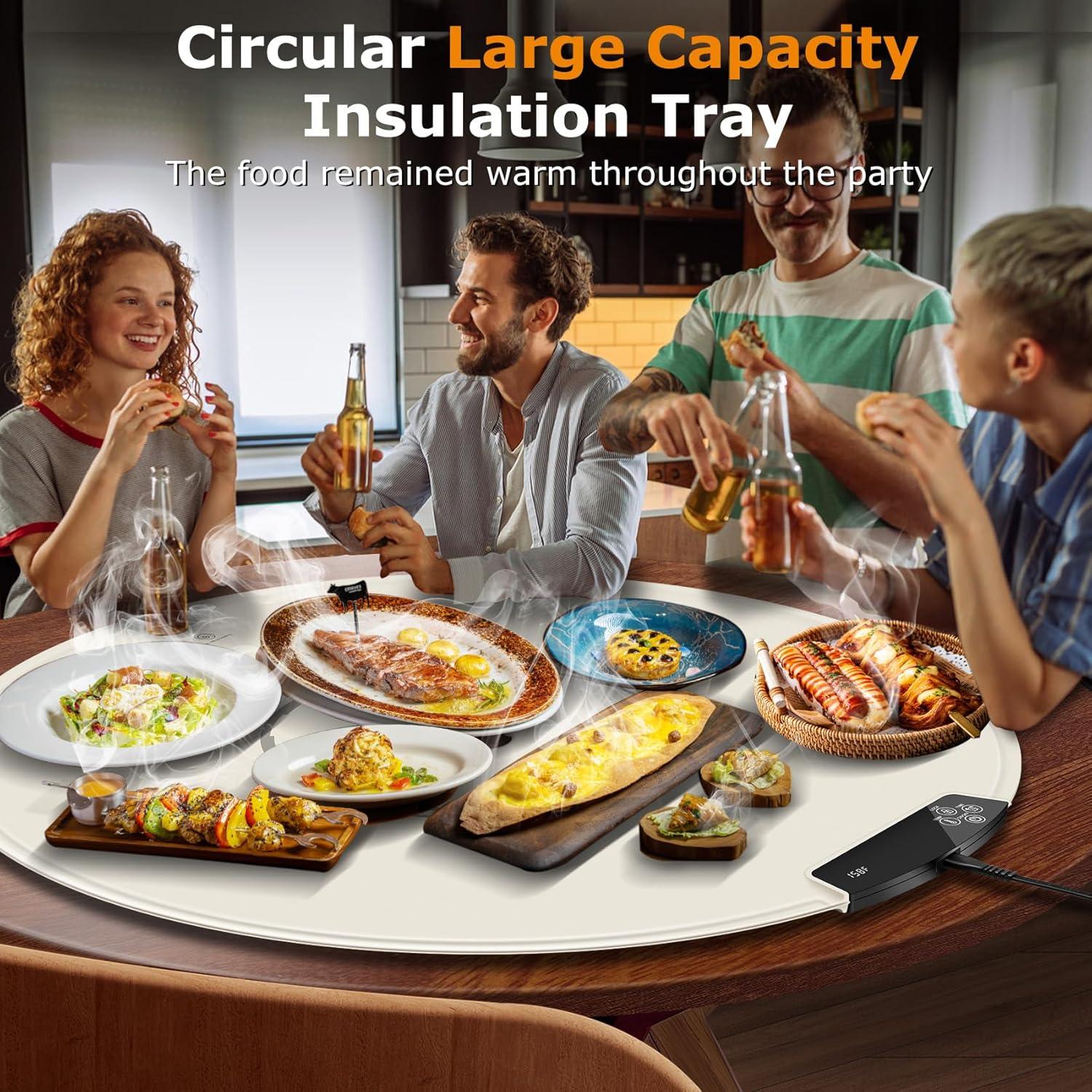 Bandeja Calentadora Eléctrica Wolfwo 65 cm Plegable 9 Niveles