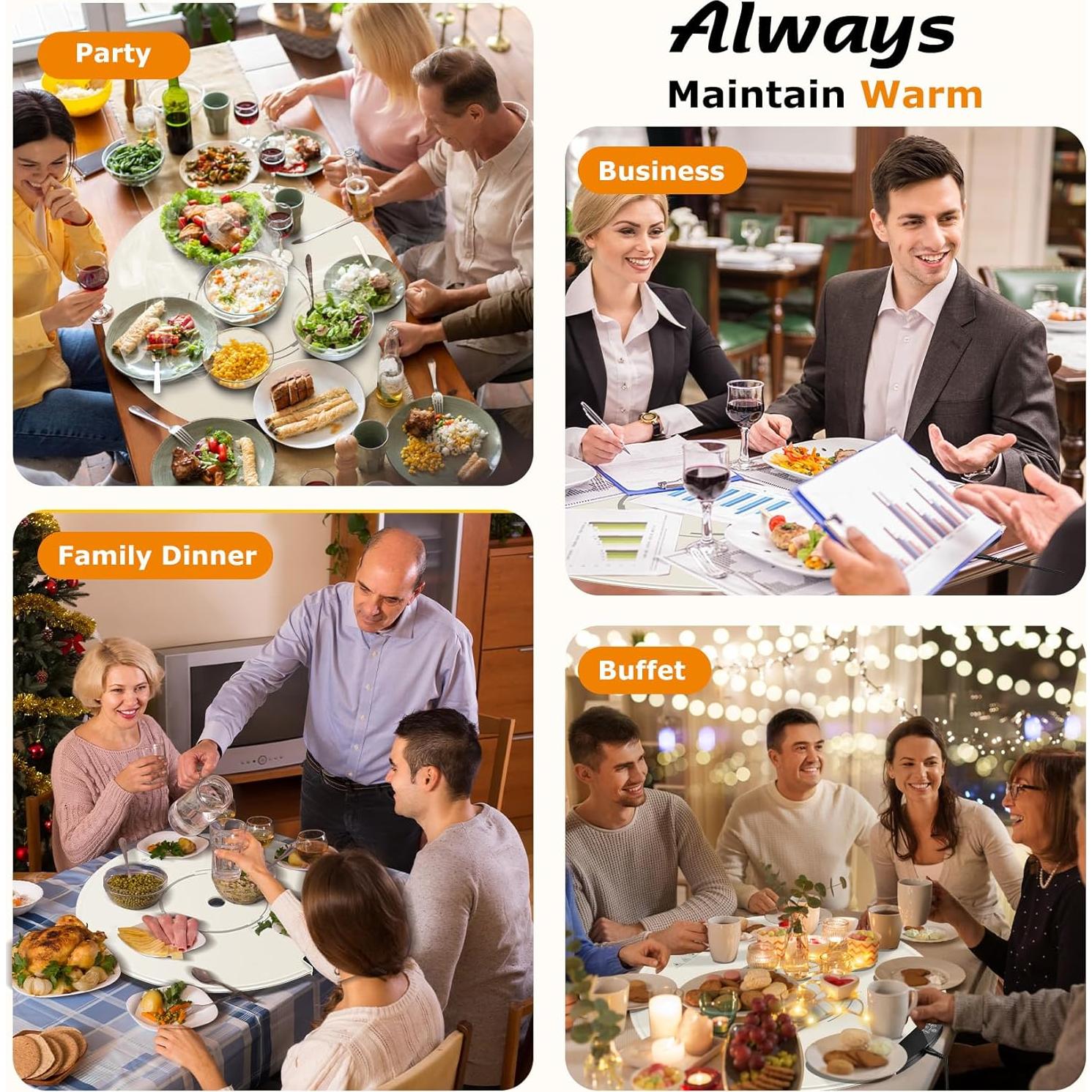 Bandeja Calentadora Eléctrica Wolfwo 65 cm Plegable 9 Niveles