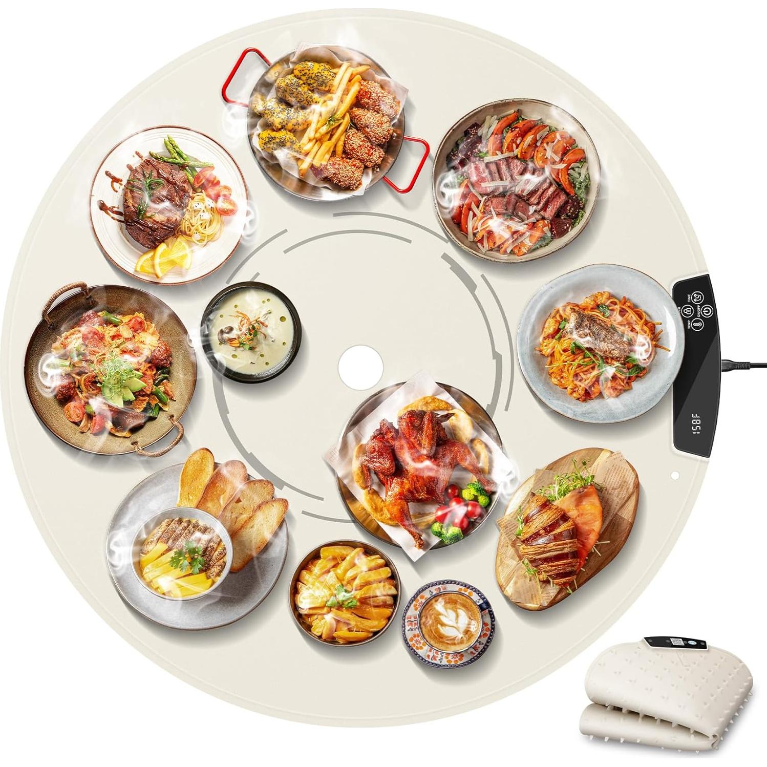 Bandeja Calentadora Eléctrica Wolfwo 65 cm Plegable 9 Niveles