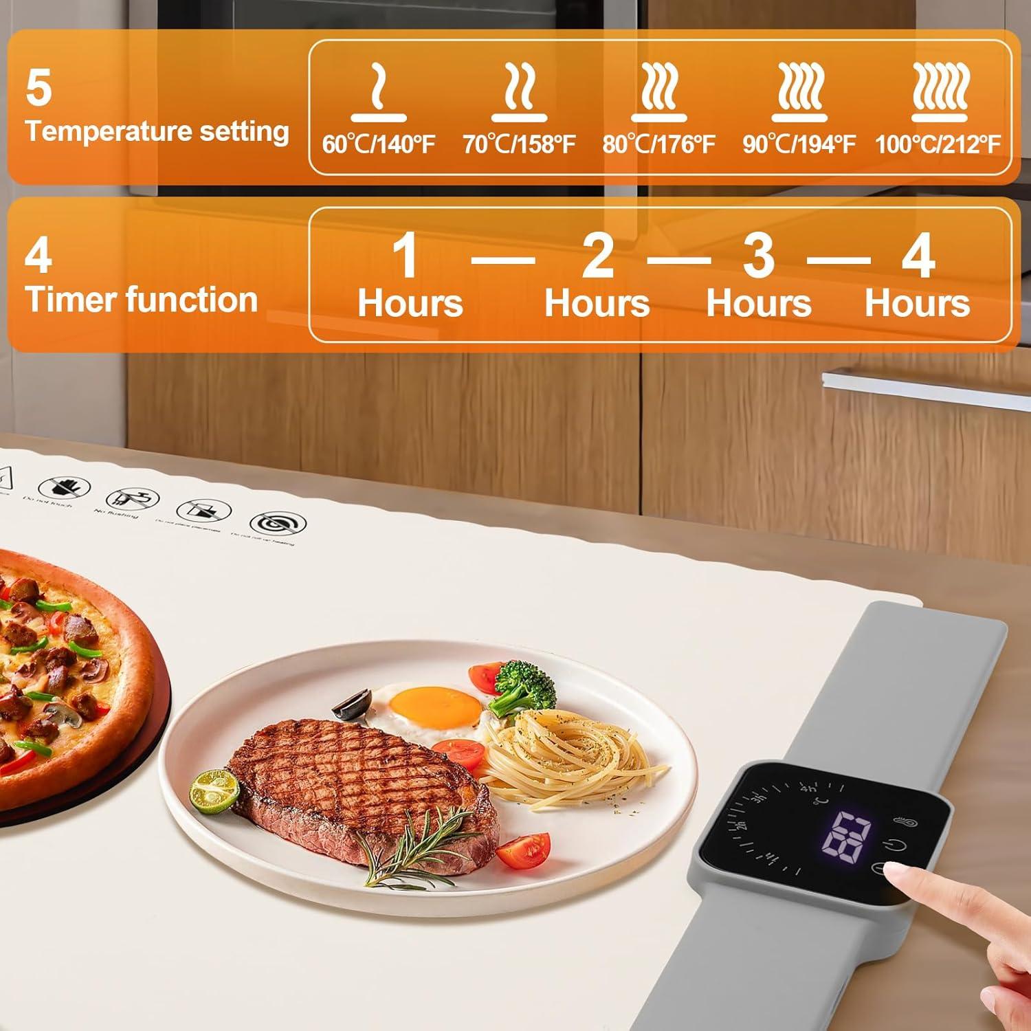 Alfombrilla Calentadora de Comida Paninluo 25x15" 5 Niveles