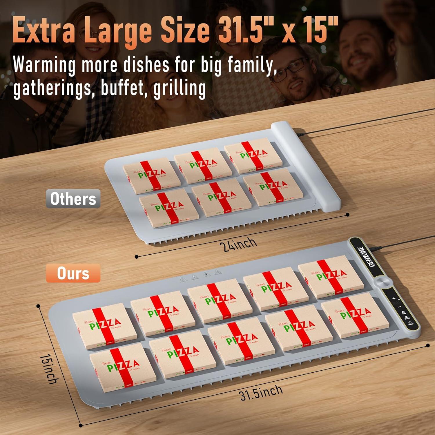 Alfombrilla Calentadora de Comida GENXONE 80x38cm 450W 9 Niveles