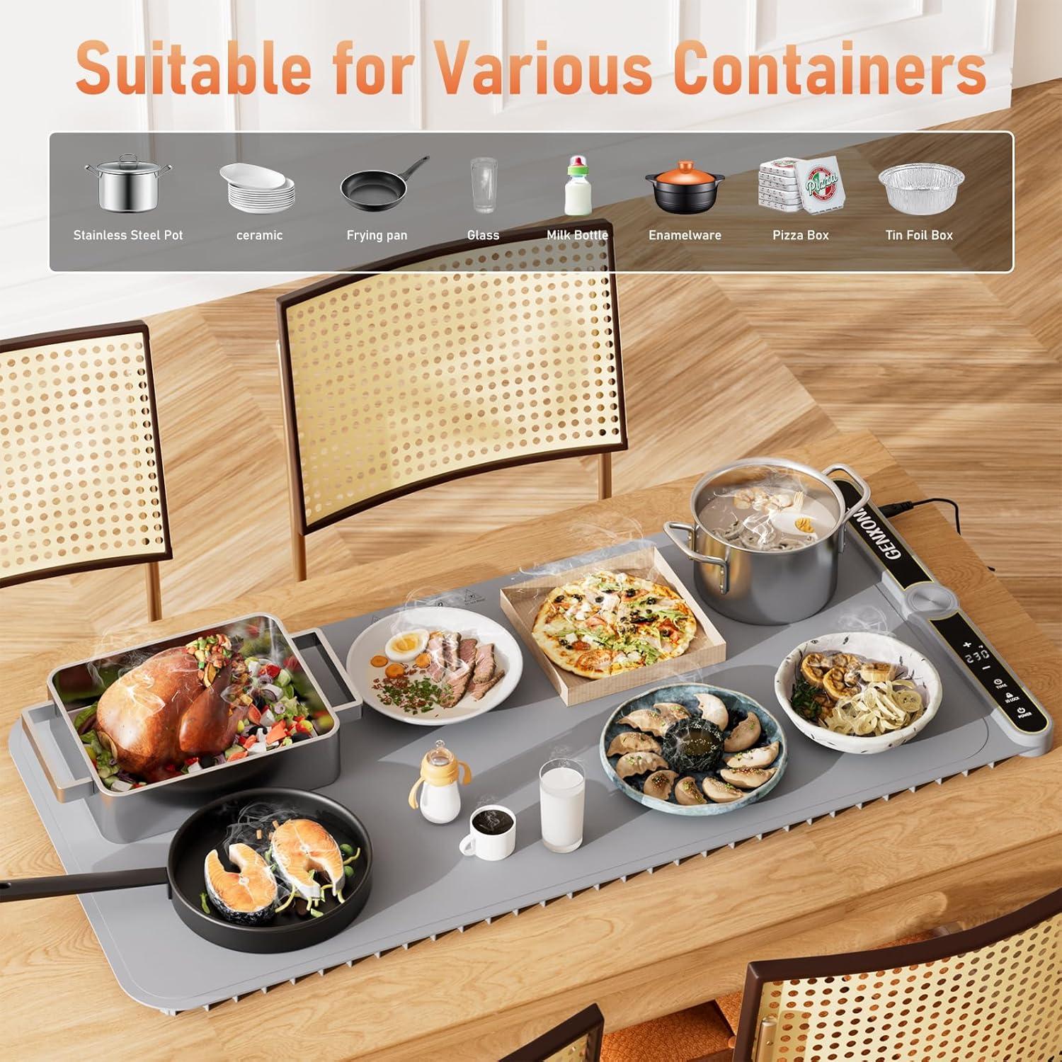 Alfombrilla Calentadora de Comida GENXONE 80x38cm 450W 9 Niveles