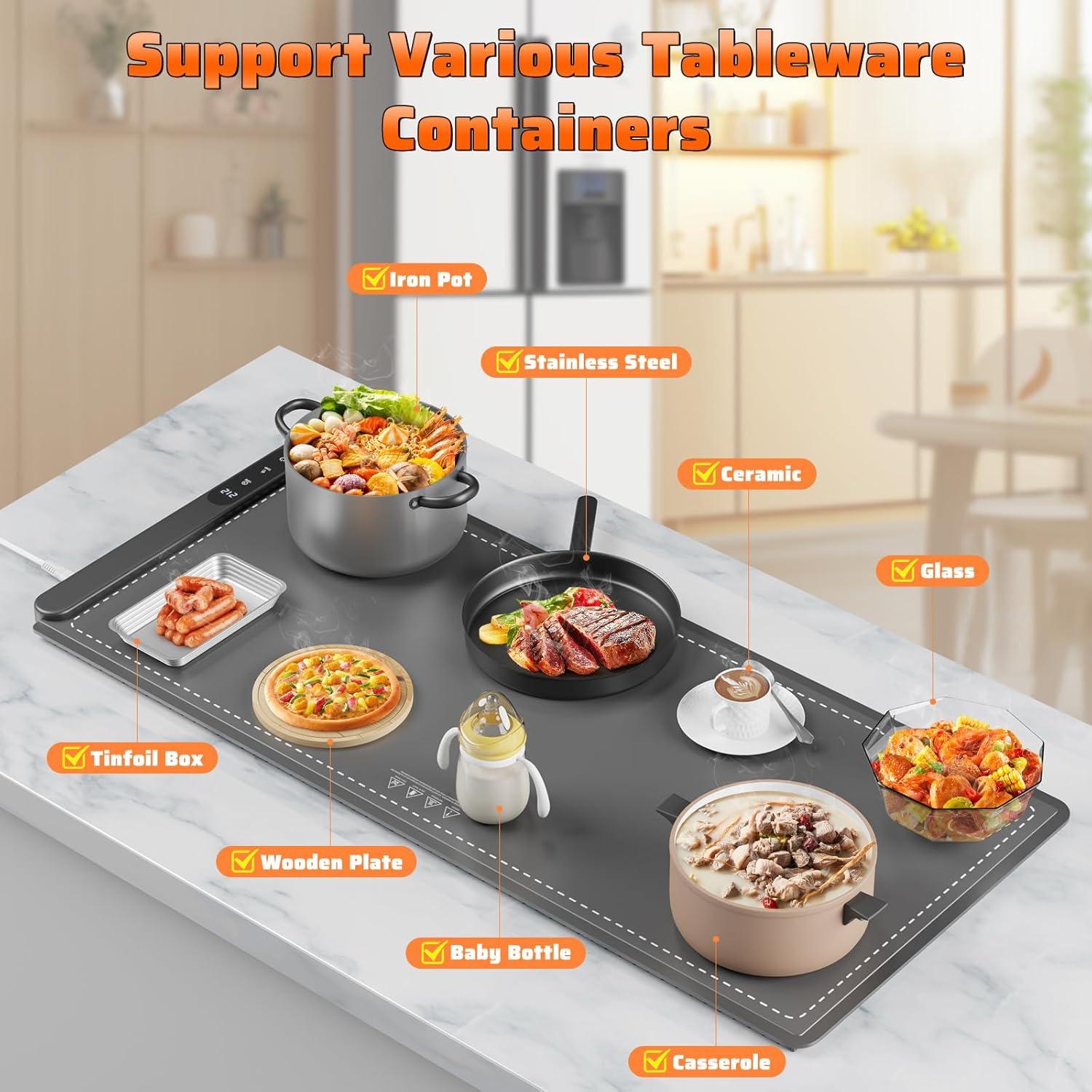 Alfombrilla Calentadora de Comida HYEDSM XL 91.44x40.64cm 6 Niveles