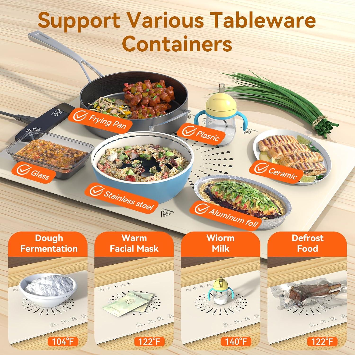 Alfombrilla Calentadora de Comida IUIPI 60x40cm 7 Niveles Temperatura