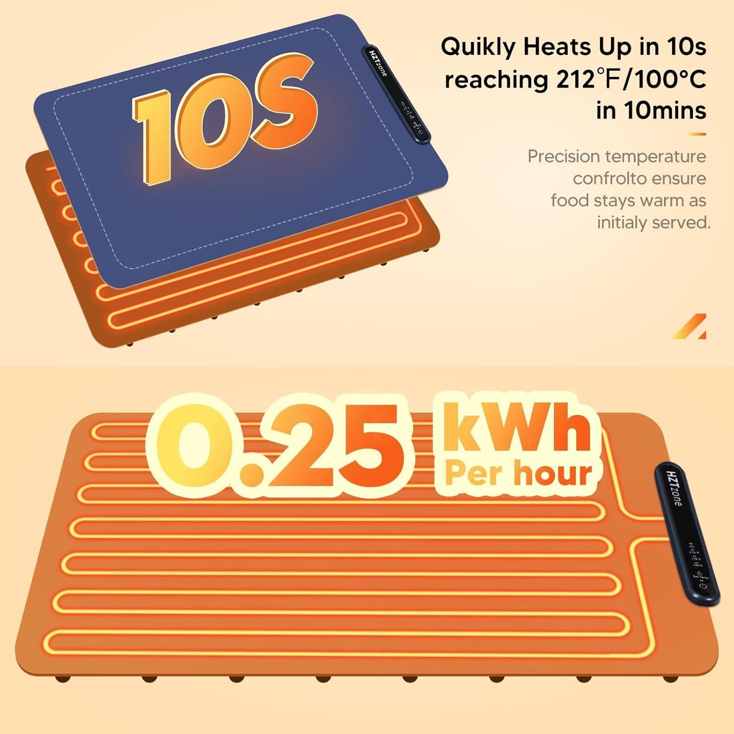 Alfombrilla Calentadora Eléctrica HZTzone-S72 61x40.6cm 3 Modos