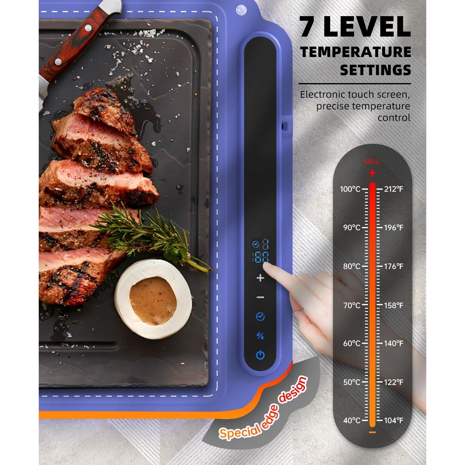 Bandeja Calentadora Eléctrica SEEFINE 250W 12.7x40.6cm Azul