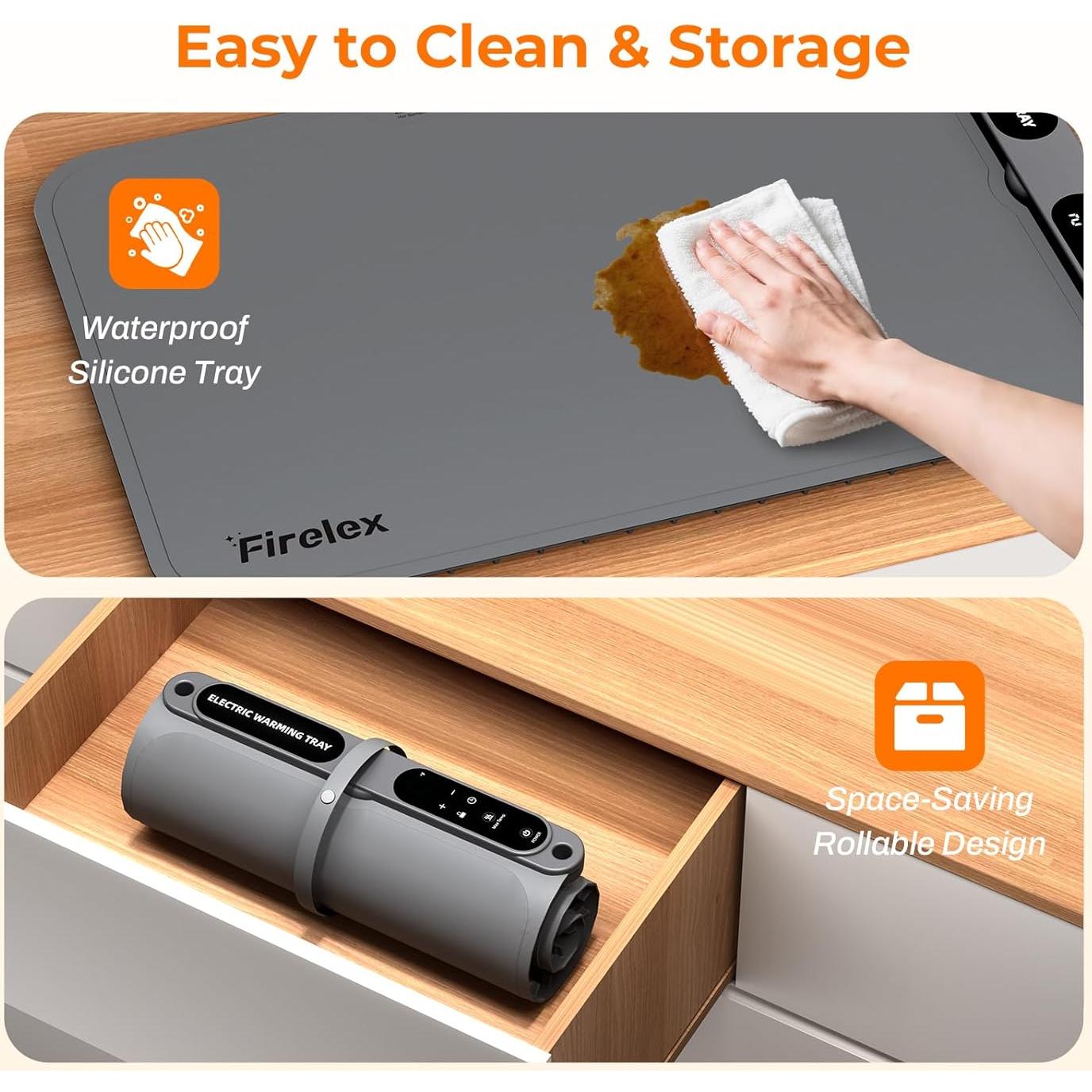 Alfombrilla Calentadora de Comida Firelex 60x38cm Gris