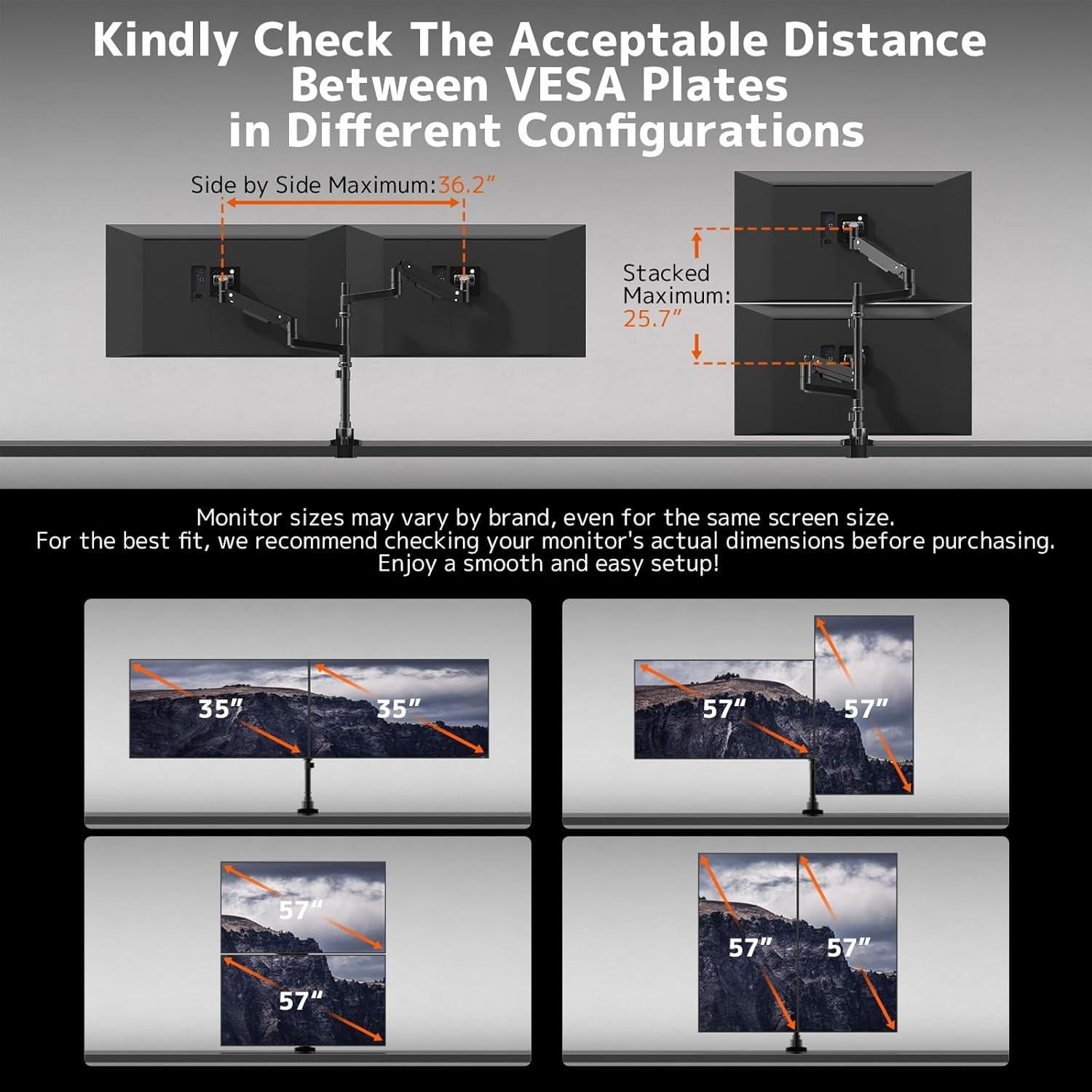 Soporte Doble para Monitor PUTORSEN Negro 17-57" Ajustable