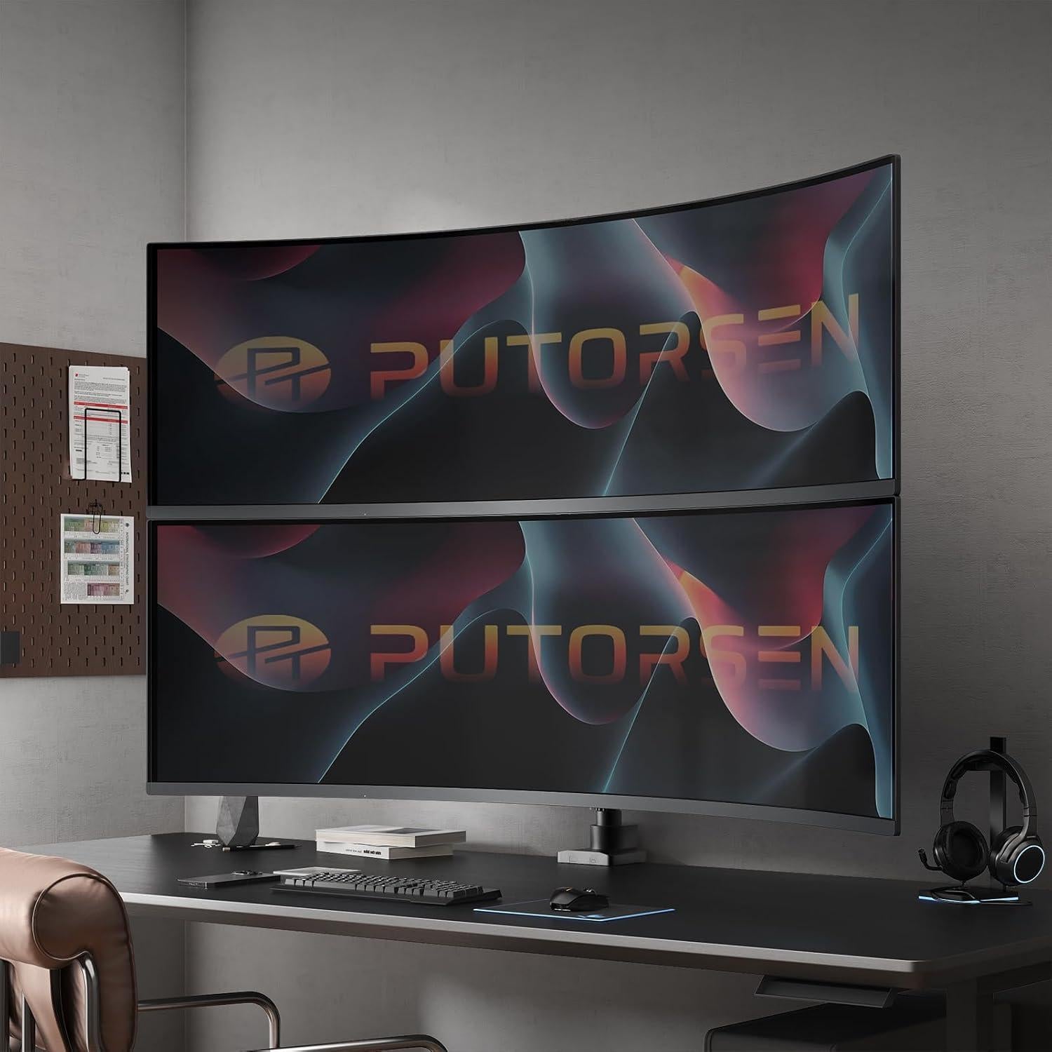 Soporte Doble para Monitor PUTORSEN Negro 17-57" Ajustable