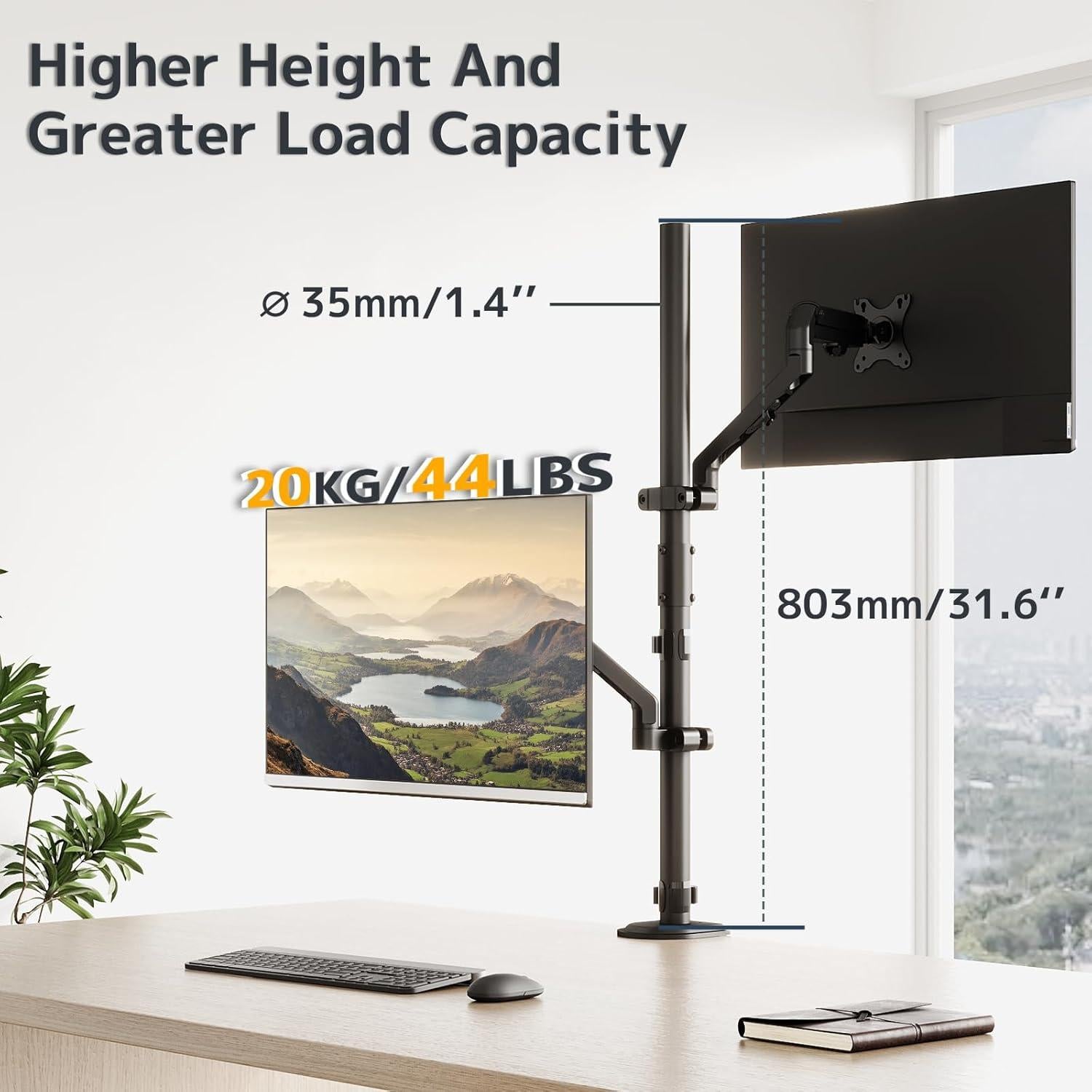 Soporte de Monitor Alto WORLDLIFT 80 cm Ajustable Negro