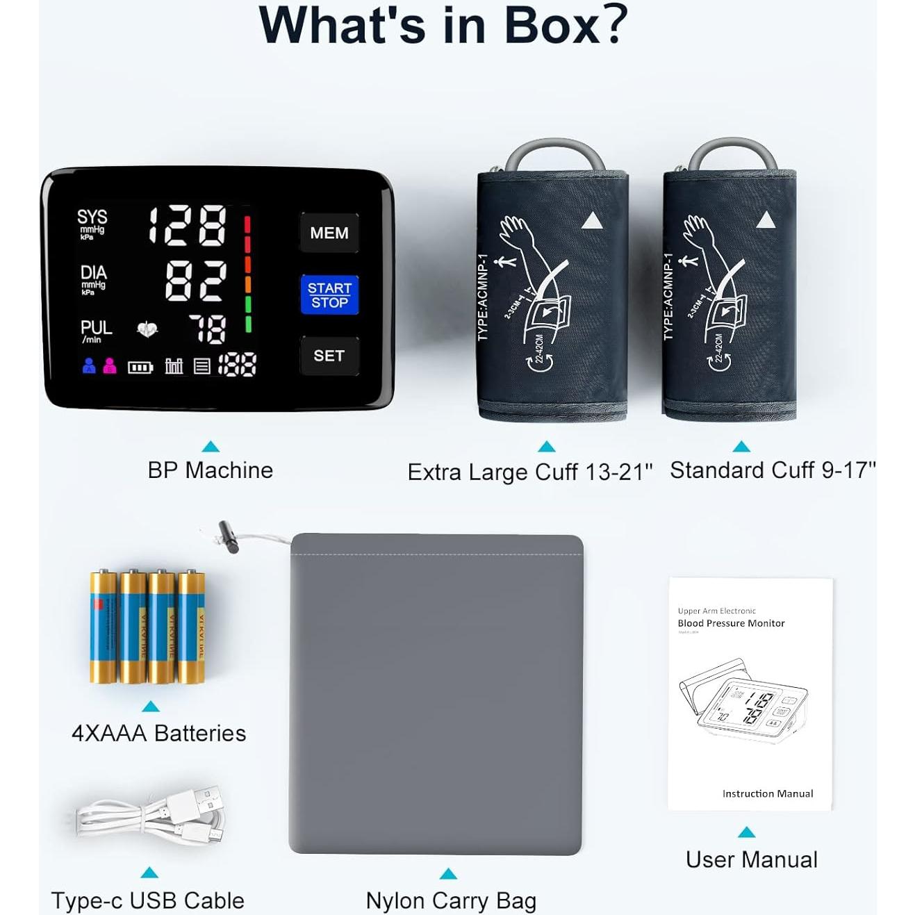 Monitor de Presión Arterial Digital LIVAROCI con 2 Manguitos XL