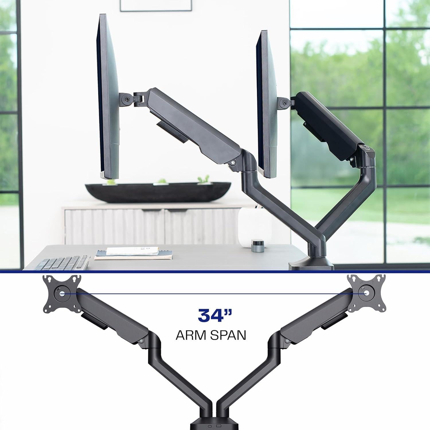 Soporte de Monitor Doble VIVO STAND-V200O hasta 35" Negro
