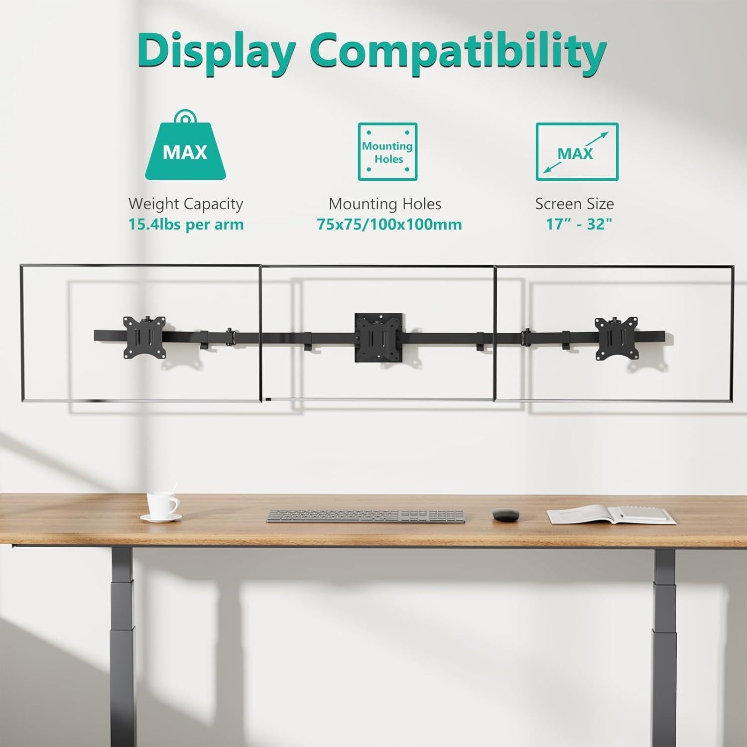 Soporte de Pared para Triple Monitor WALI 17-32" Negro