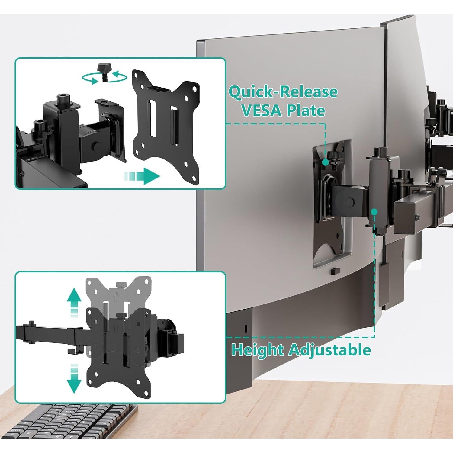 Soporte de Pared para Triple Monitor WALI 17-32" Negro