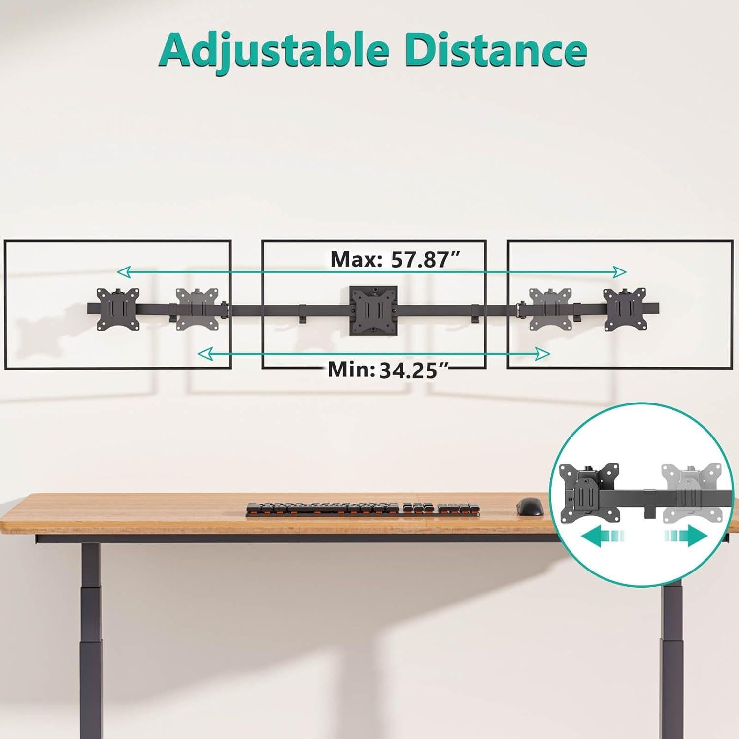 Soporte de Pared para Triple Monitor WALI 17-32" Negro