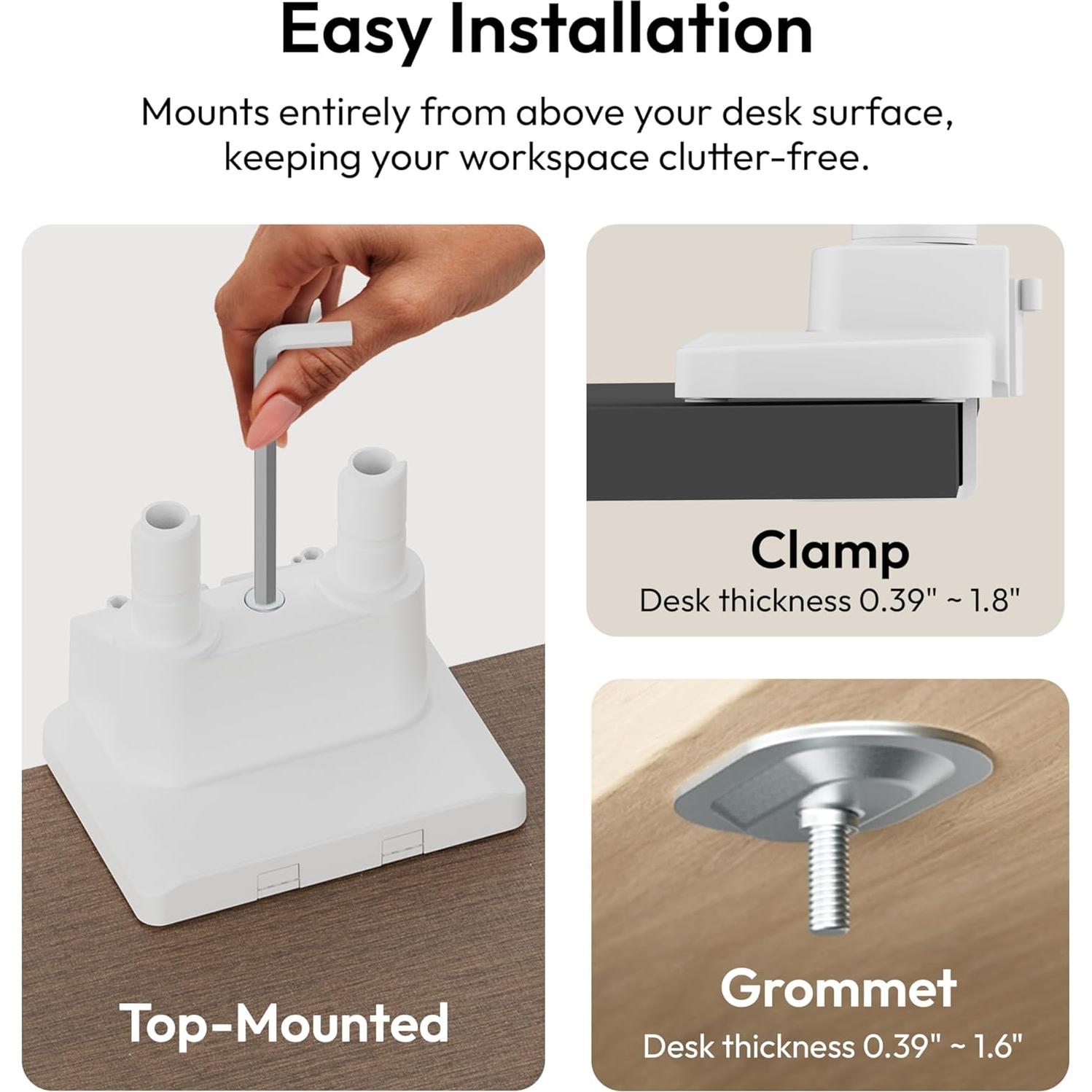 Soporte de brazo para monitor dual Pixio PS1D Wave Blanco - Hasta 32" y 9kg