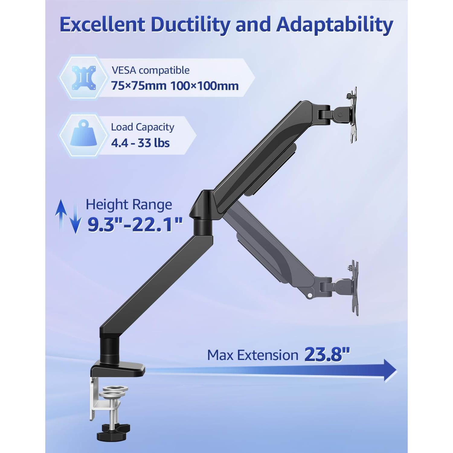 Soporte de Monitor MOUNTUP Ajustable 22-42" Negro 15 kg