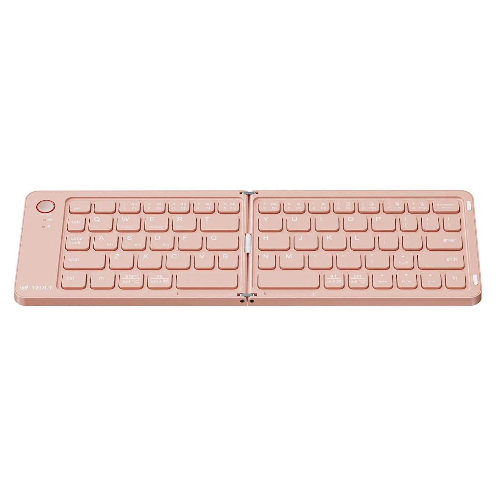 Teclado Bluetooth Plegable Veout E4 Rosa Ultra Delgado