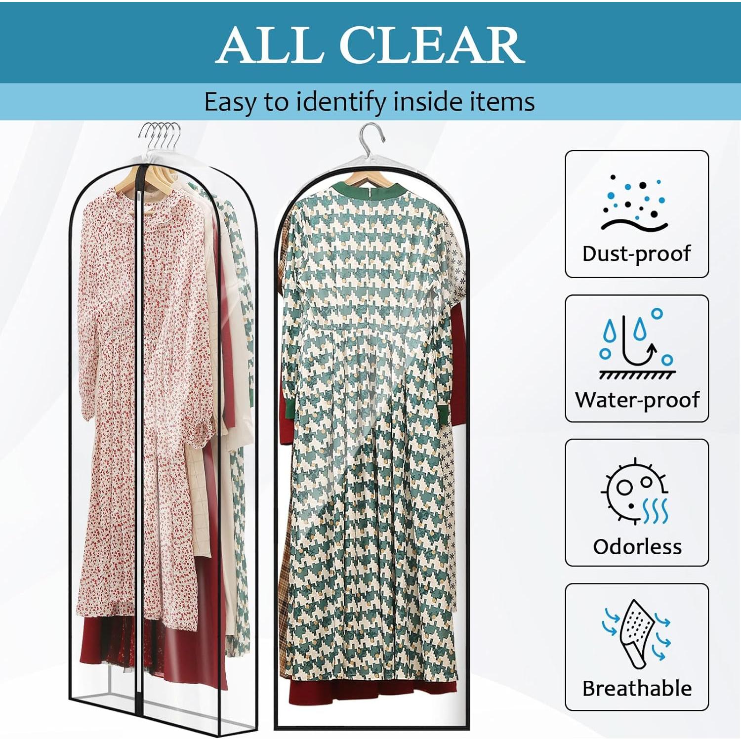 Bolsas de Vestidos Transparentes Perber 60" - Paquete de 4