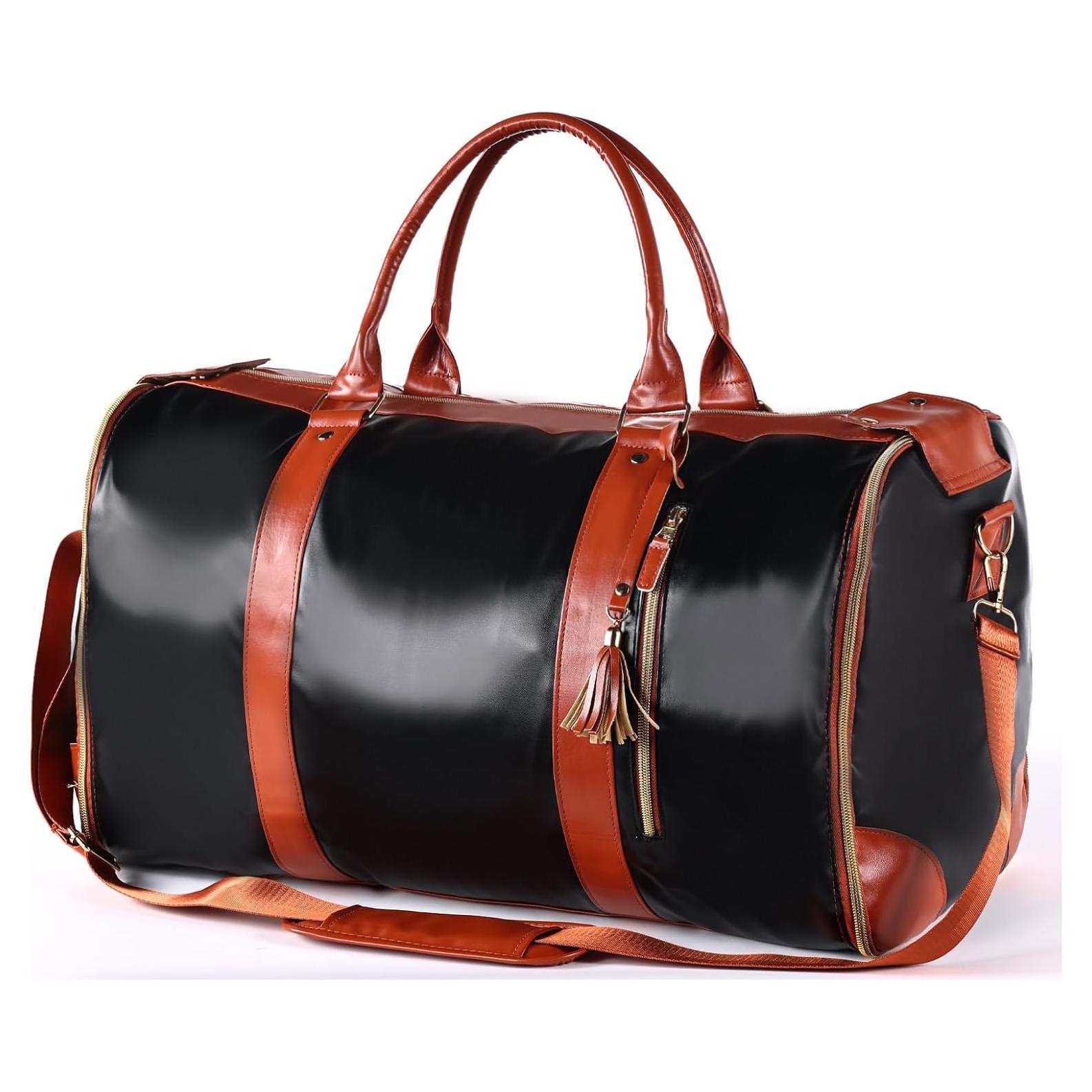 Bolsa de viaje tipo duffle ZHOUMADE negra 2 en 1 para ropa