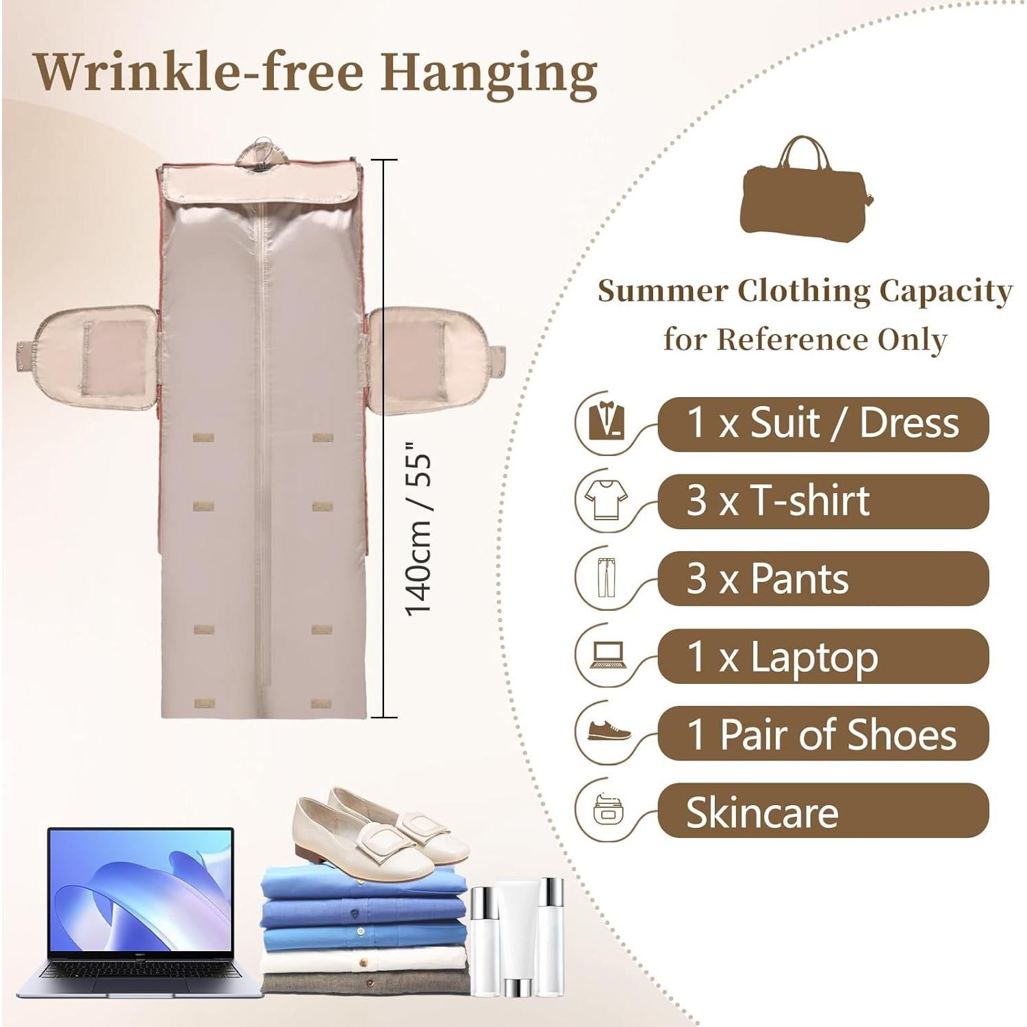 Bolsa de viaje tipo duffle ZHOUMADE negra 2 en 1 para ropa