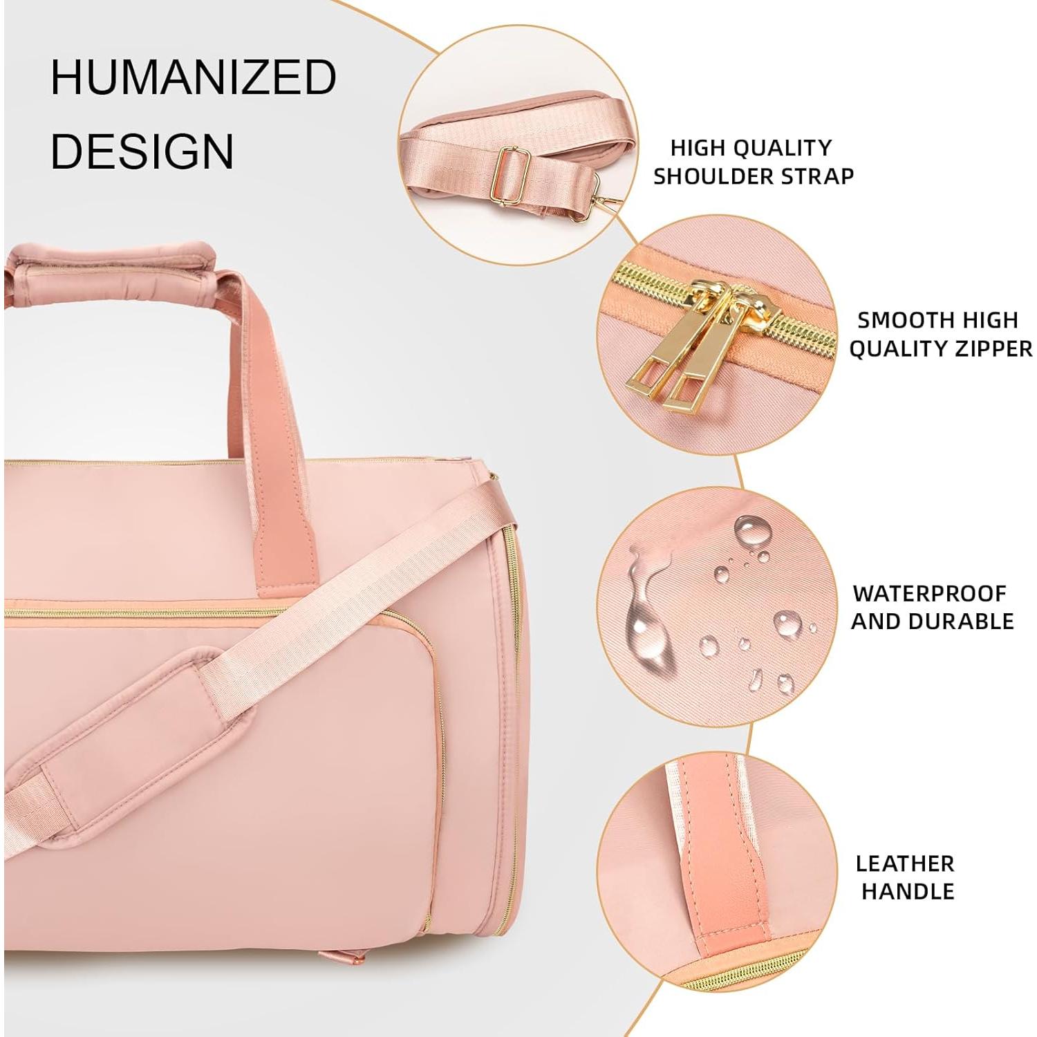 Bolsa de viaje 40L Stillithou rosa impermeable con compartimento