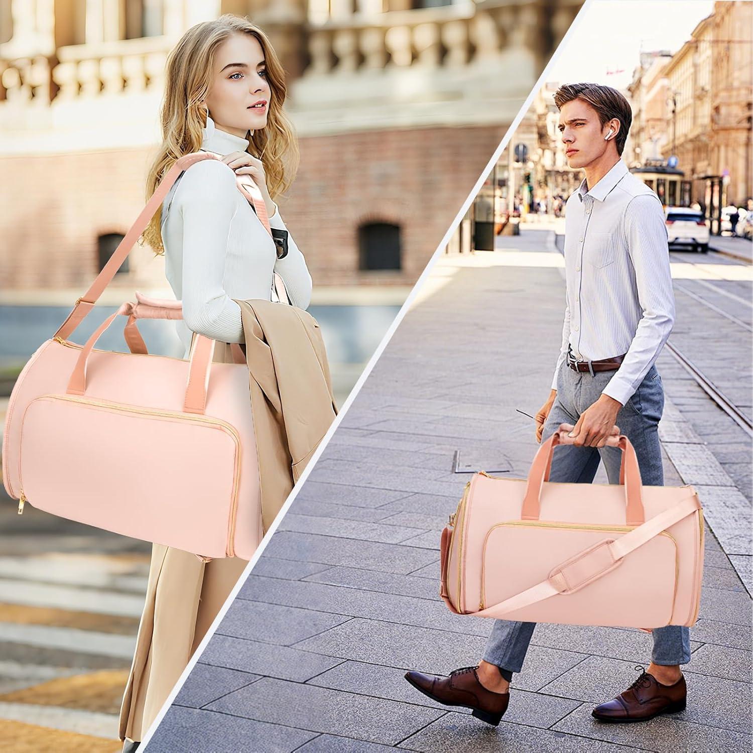 Bolsa de viaje 40L Stillithou rosa impermeable con compartimento