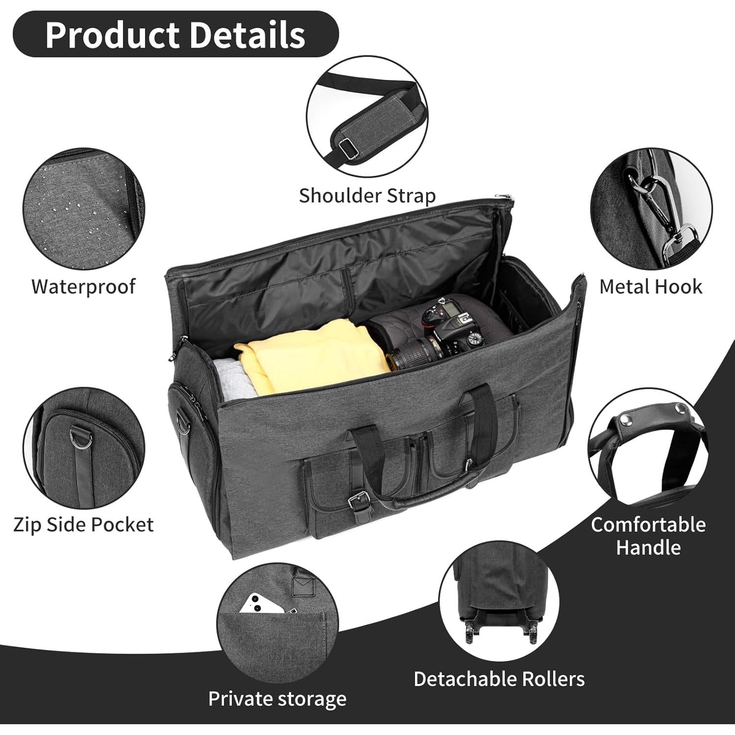 Bolsa de Viaje Rodante Lemohome 63x30x34cm 45L Gris