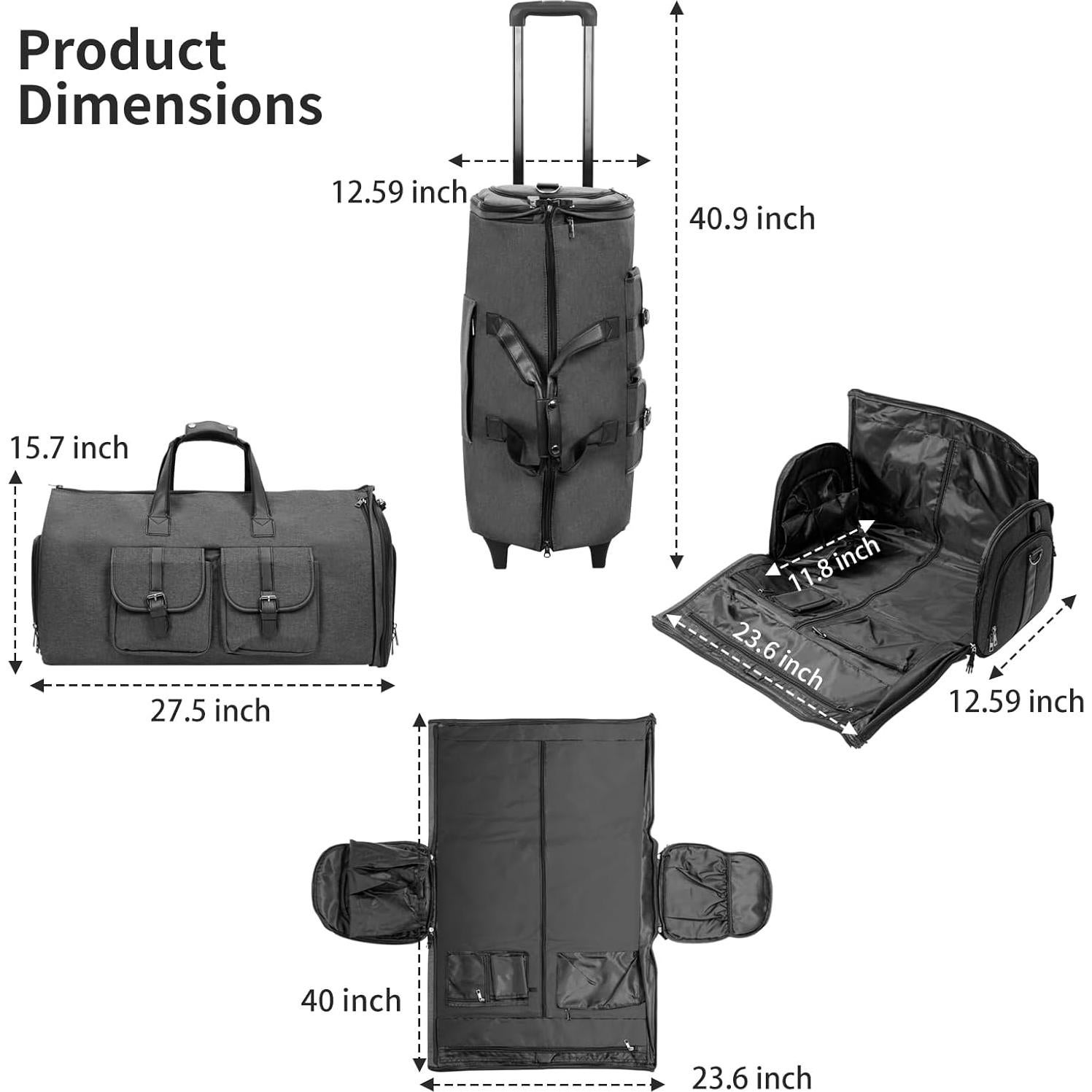 Bolsa de Viaje Rodante Lemohome 63x30x34cm 45L Gris