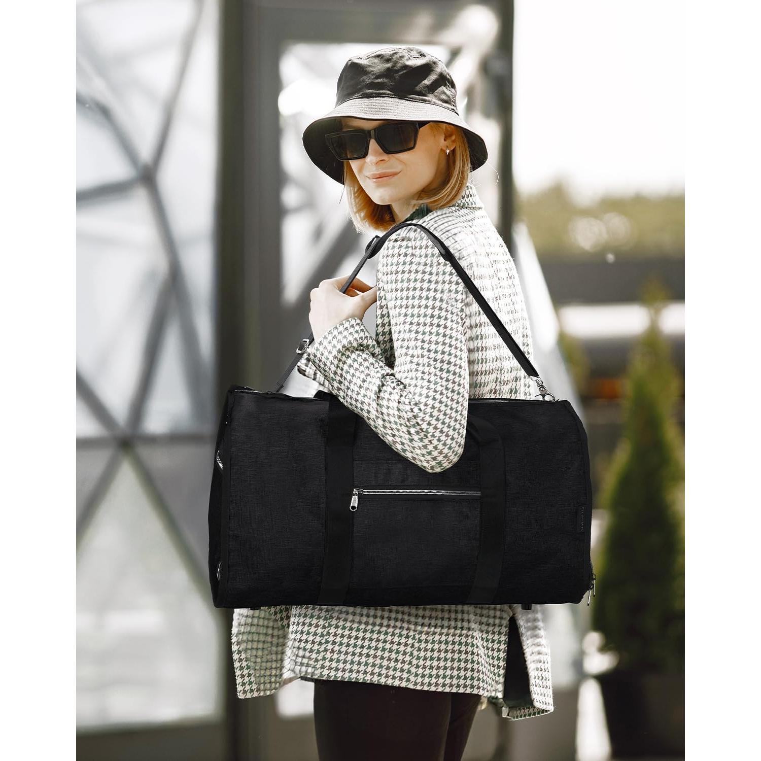 Bolsa Duffle Convertible 34L Outplea Negra con Compartimentos