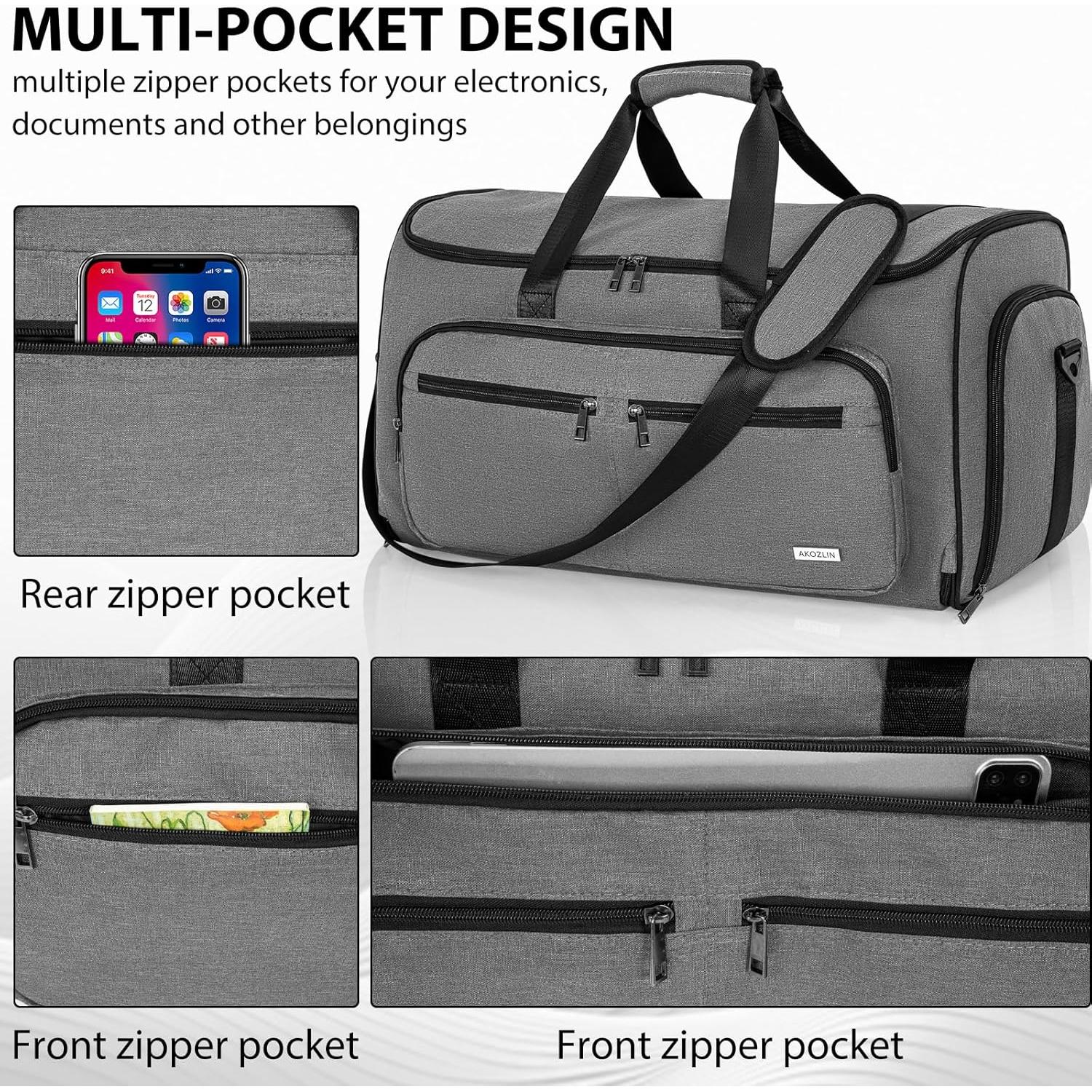 Bolsa de Ropa Convertible AKOZLIN 3 en 1 Gris 51L