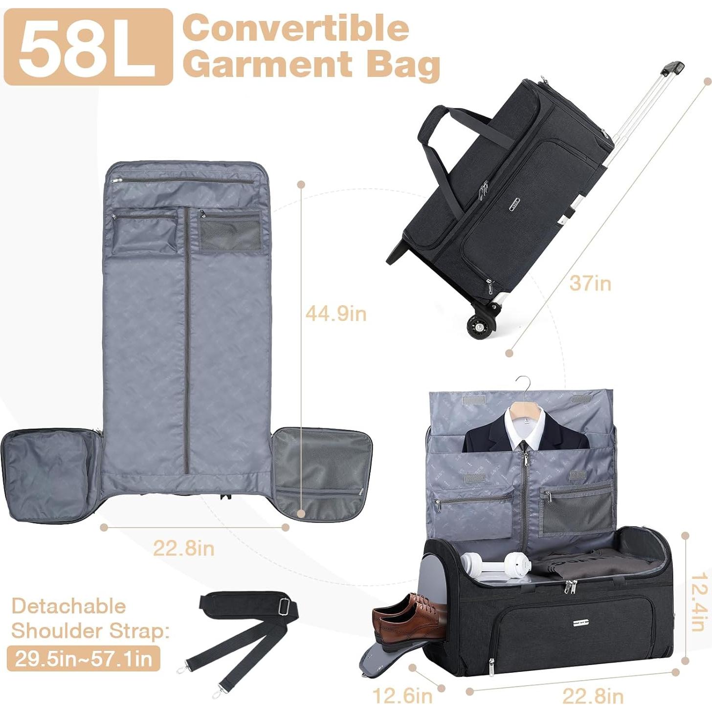 Bolsa de Ropa con Ruedas BP-684014 Negra Grande 55.88x30.99cm