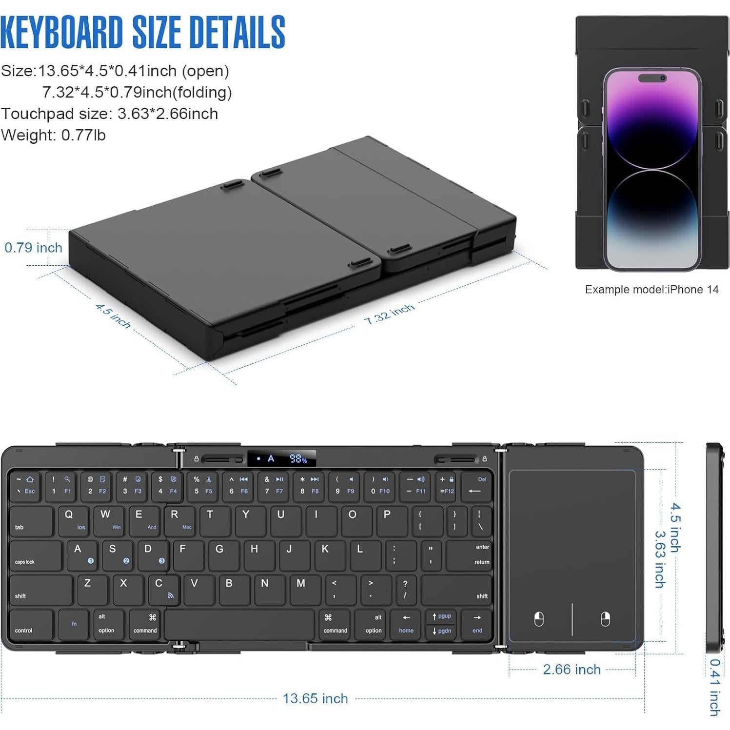 Teclado Bluetooth Plegable JOMAA con Touchpad y RGB