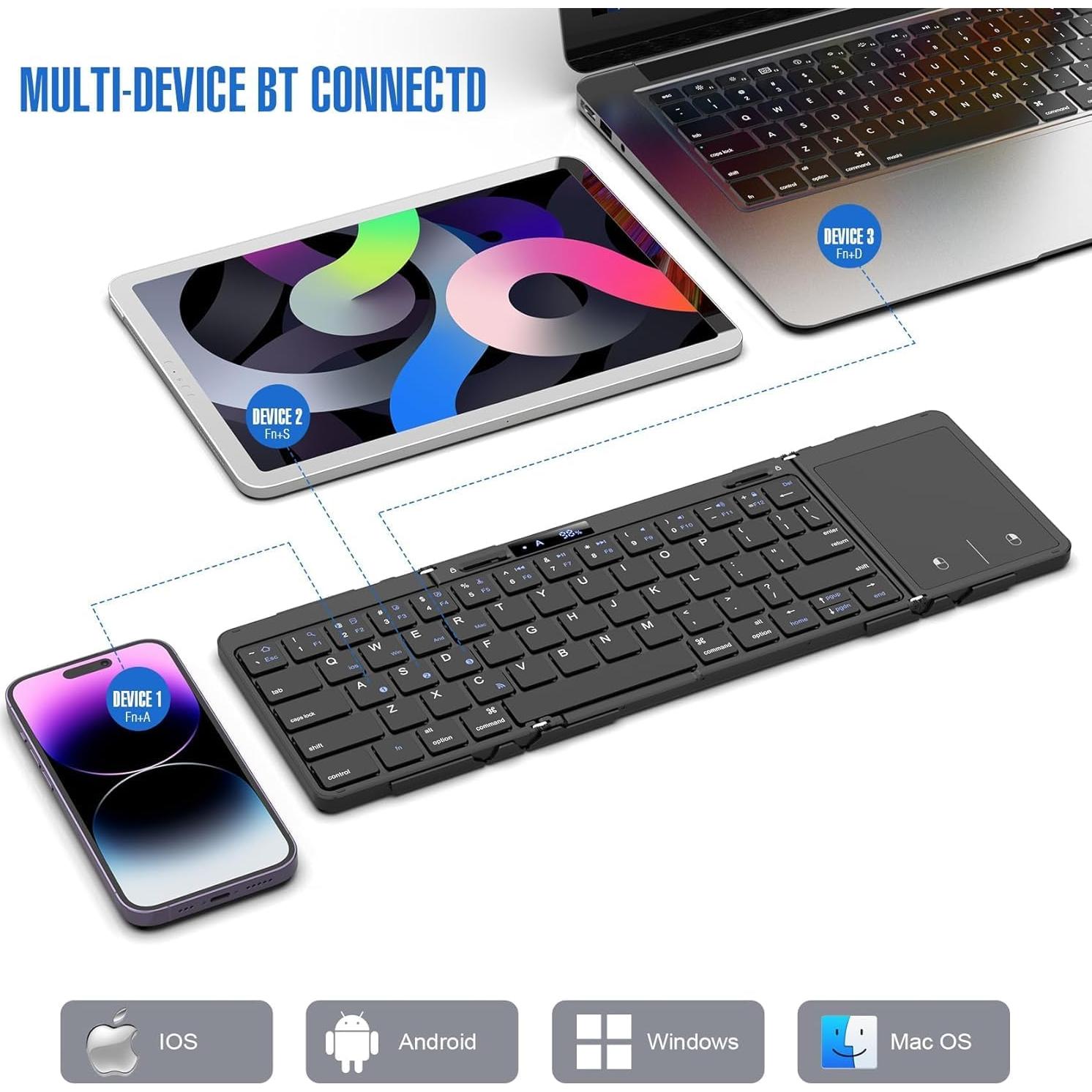 Teclado Bluetooth Plegable JOMAA con Touchpad y RGB