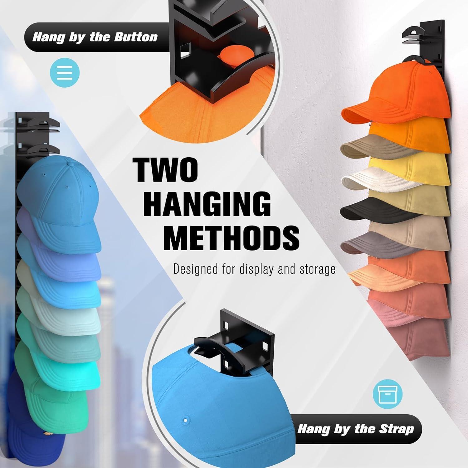 Gancho para Sombreros Bhtqdnq, Paquete de 2, Negro, Ahorra Espacio