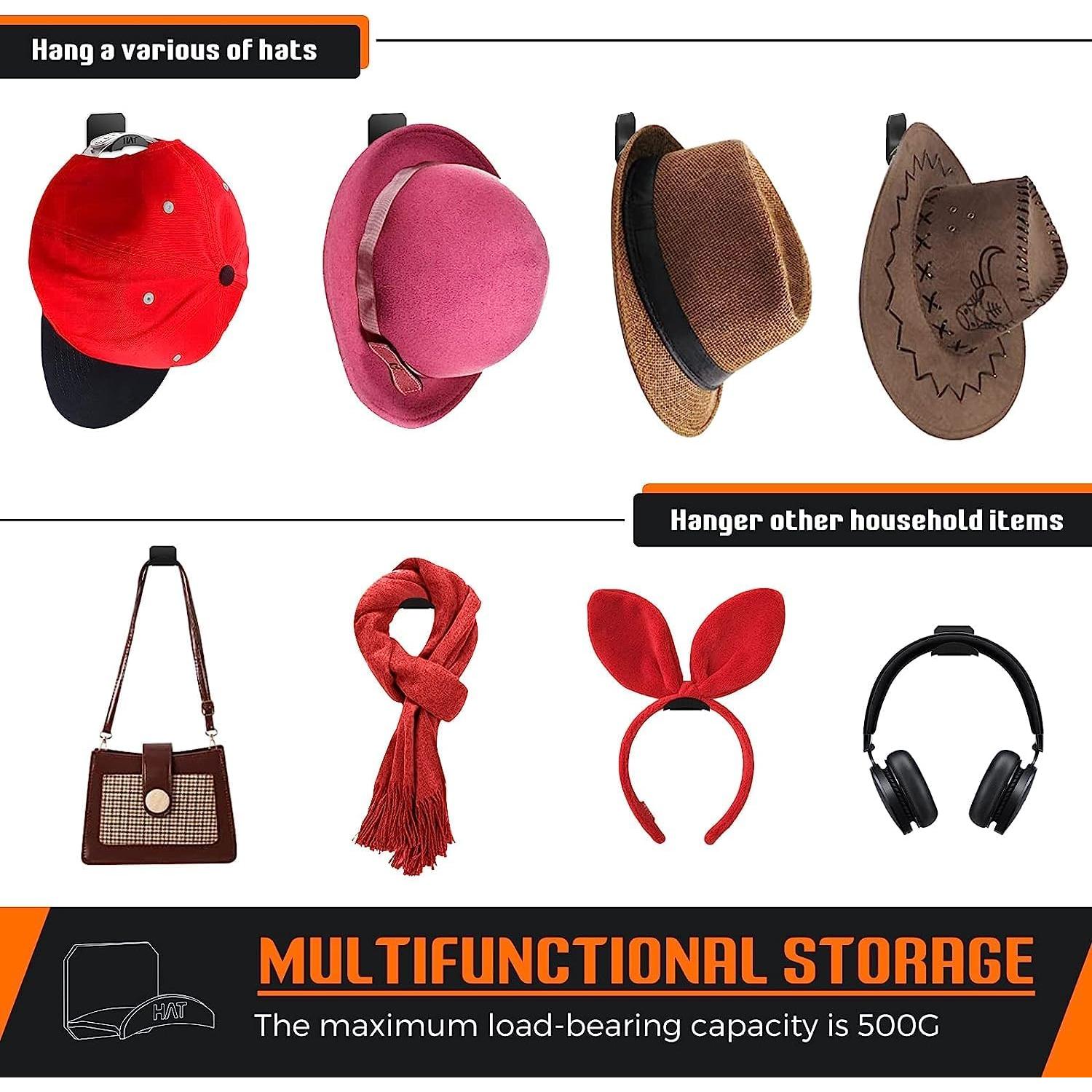 10 Ganchos Autoadhesivos para Sombreros joyliveCY - Negro