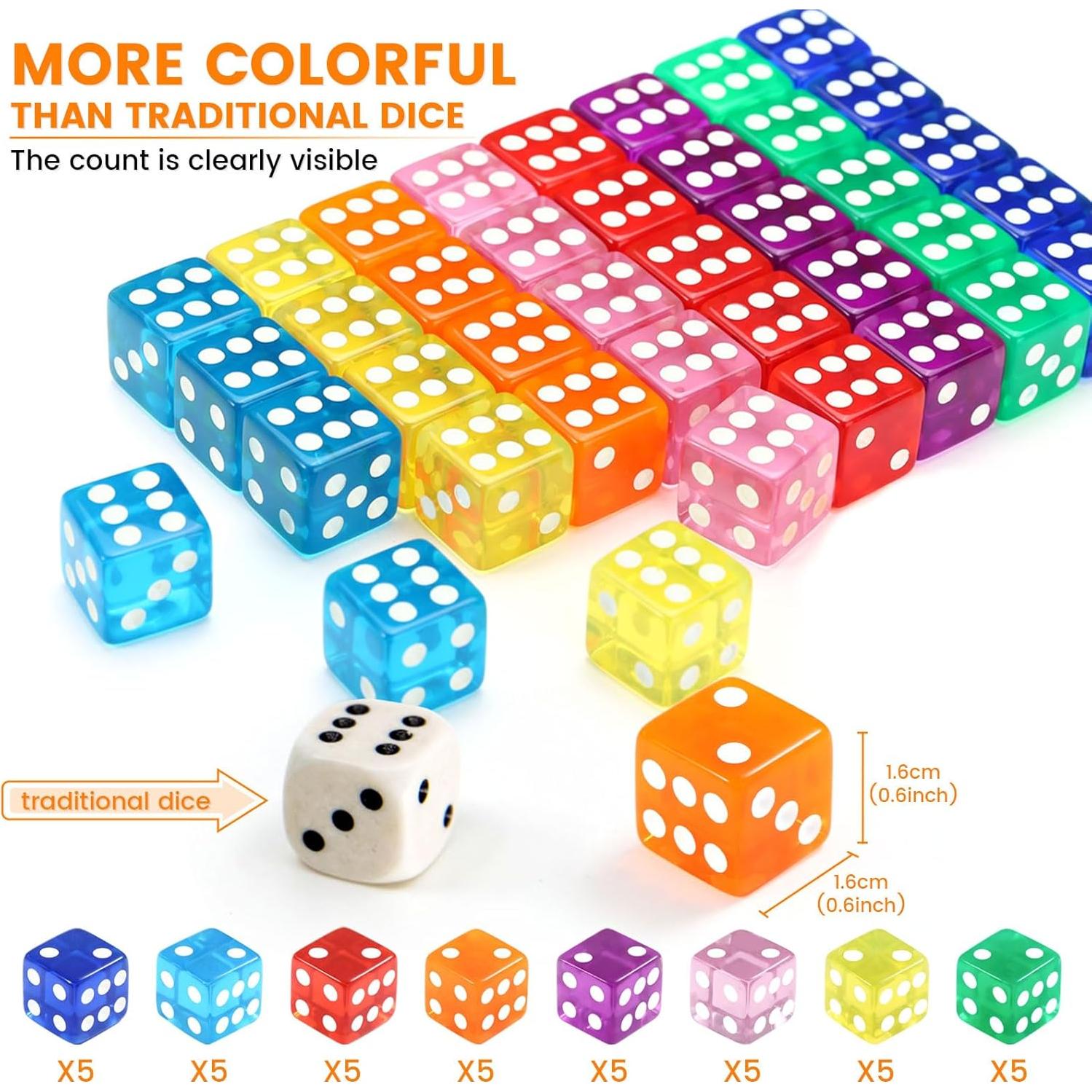 GWHOLE Set de 40 Dados de 6 Caras para Juegos de Mesa