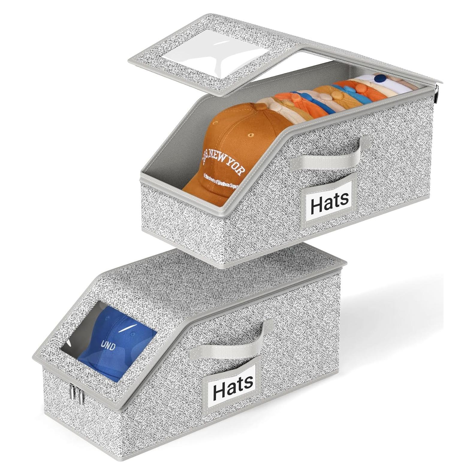 Organizador de Gorras AOODA 2 Pcs Apilable Gris 24 Gorras