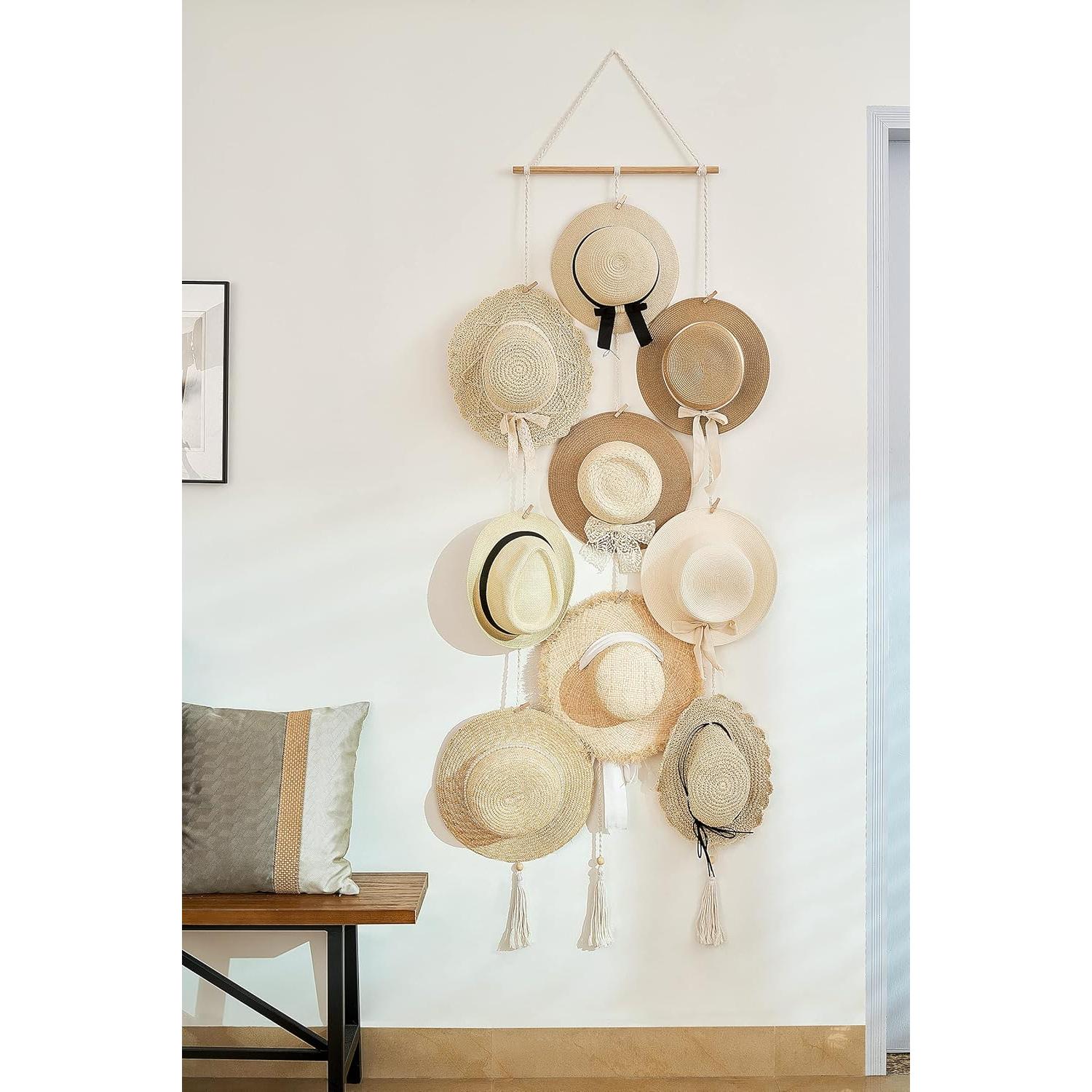 Soporte para Sombreros Mkono, Organizador de Pared Boho 179 cm