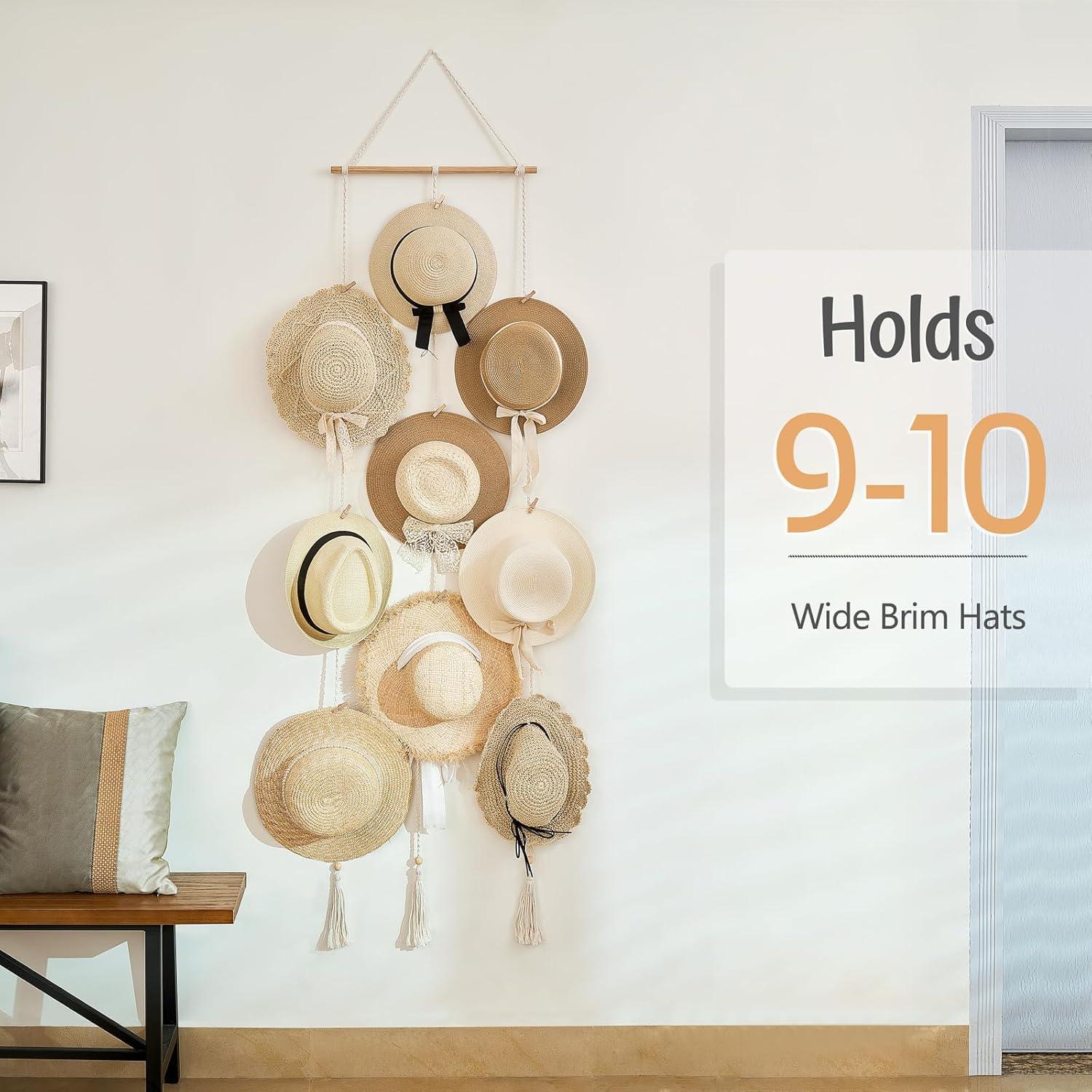 Soporte para Sombreros Mkono, Organizador de Pared Boho 179 cm