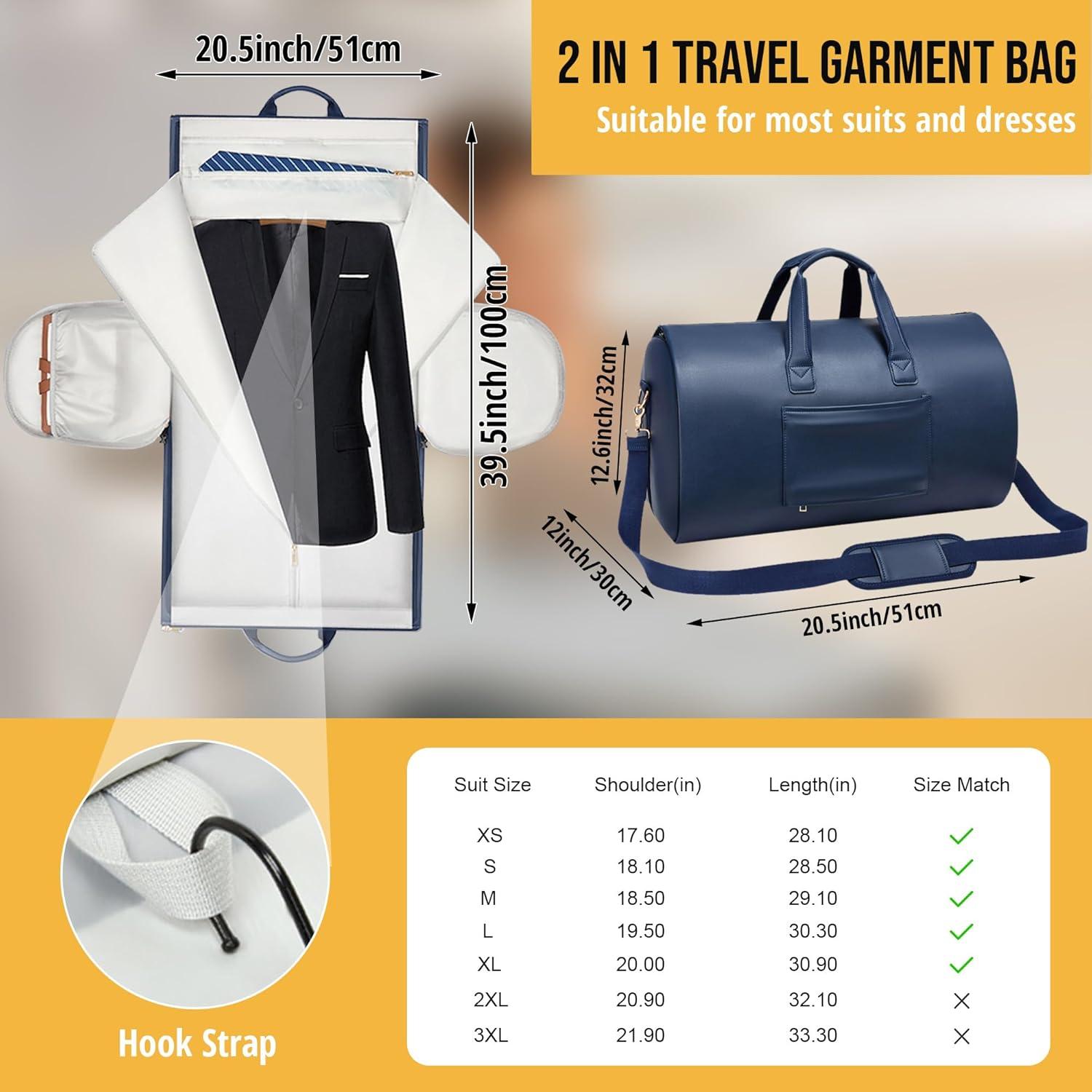 Bolsa de Ropa Convertible Wymulot 50L Azul con Compartimento para Zapatos