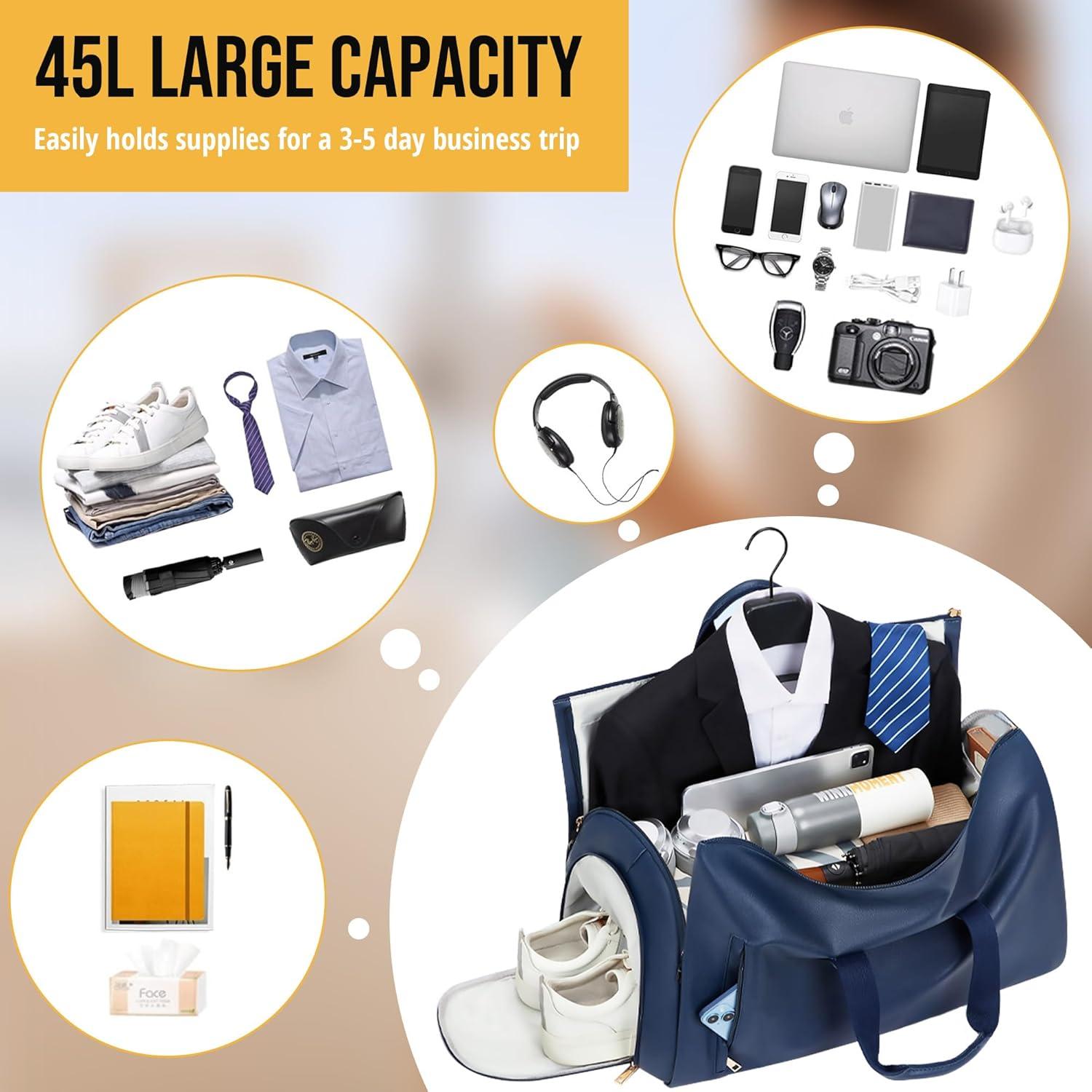 Bolsa de Ropa Convertible Wymulot 50L Azul con Compartimento para Zapatos