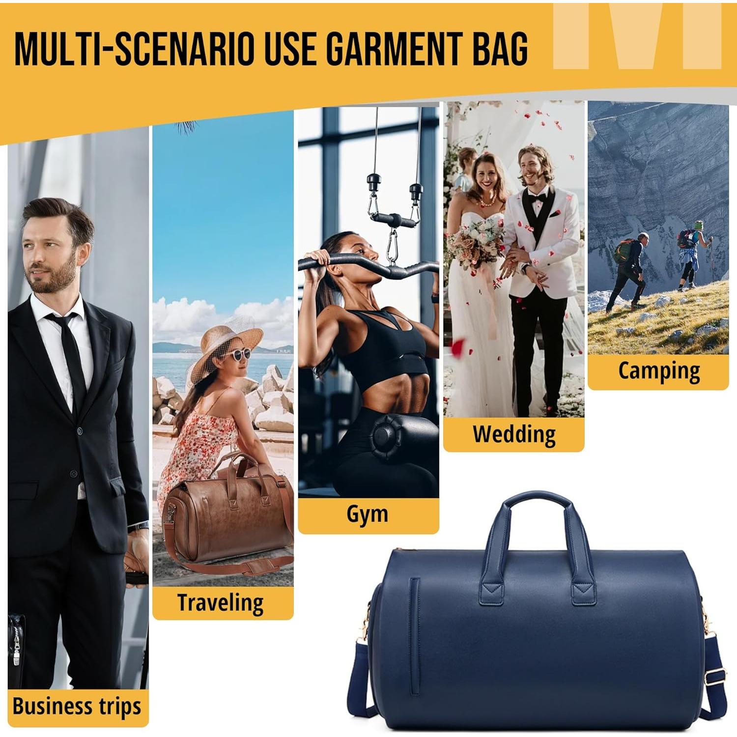 Bolsa de Ropa Convertible Wymulot 50L Azul con Compartimento para Zapatos